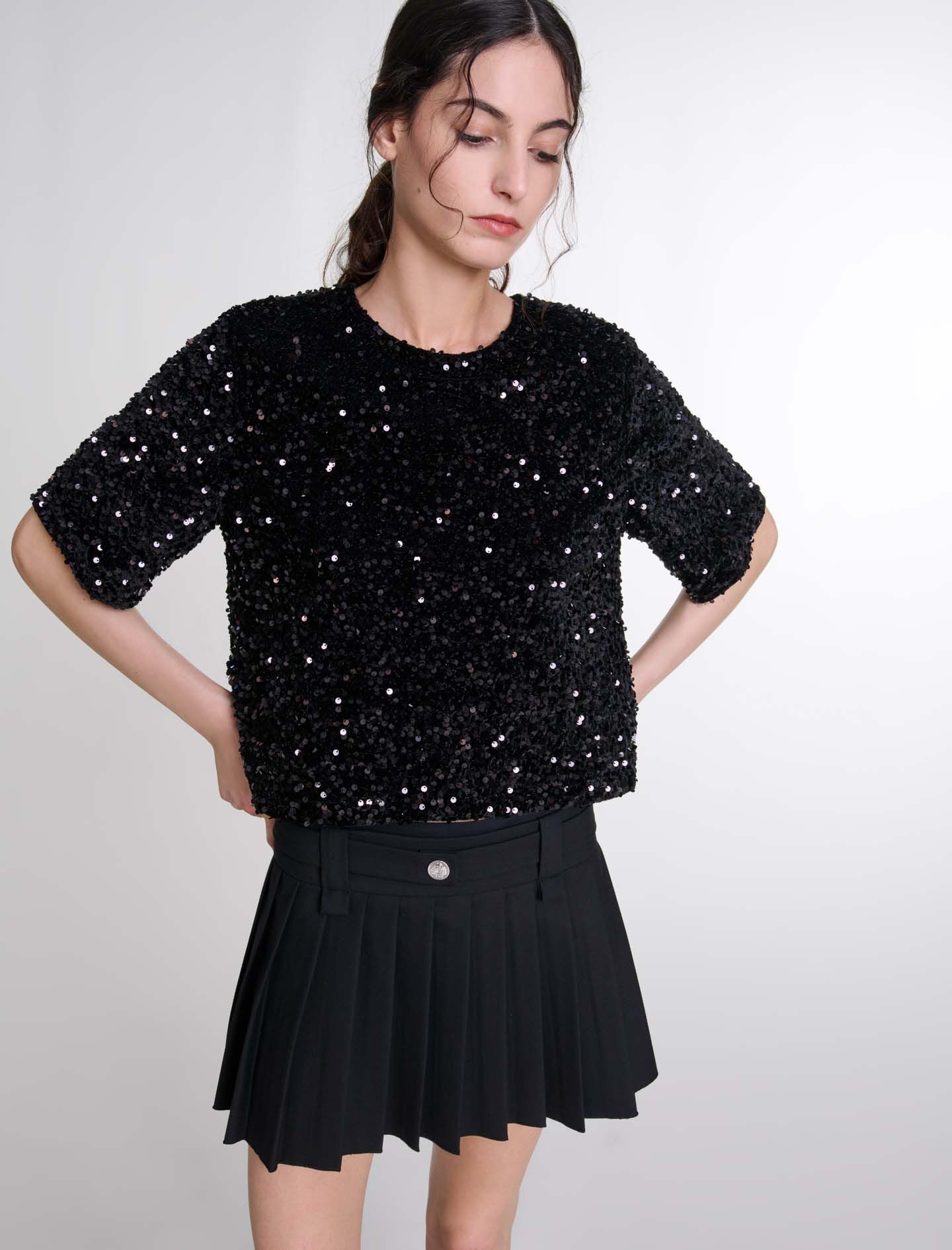 Sequinned velvet top - 5