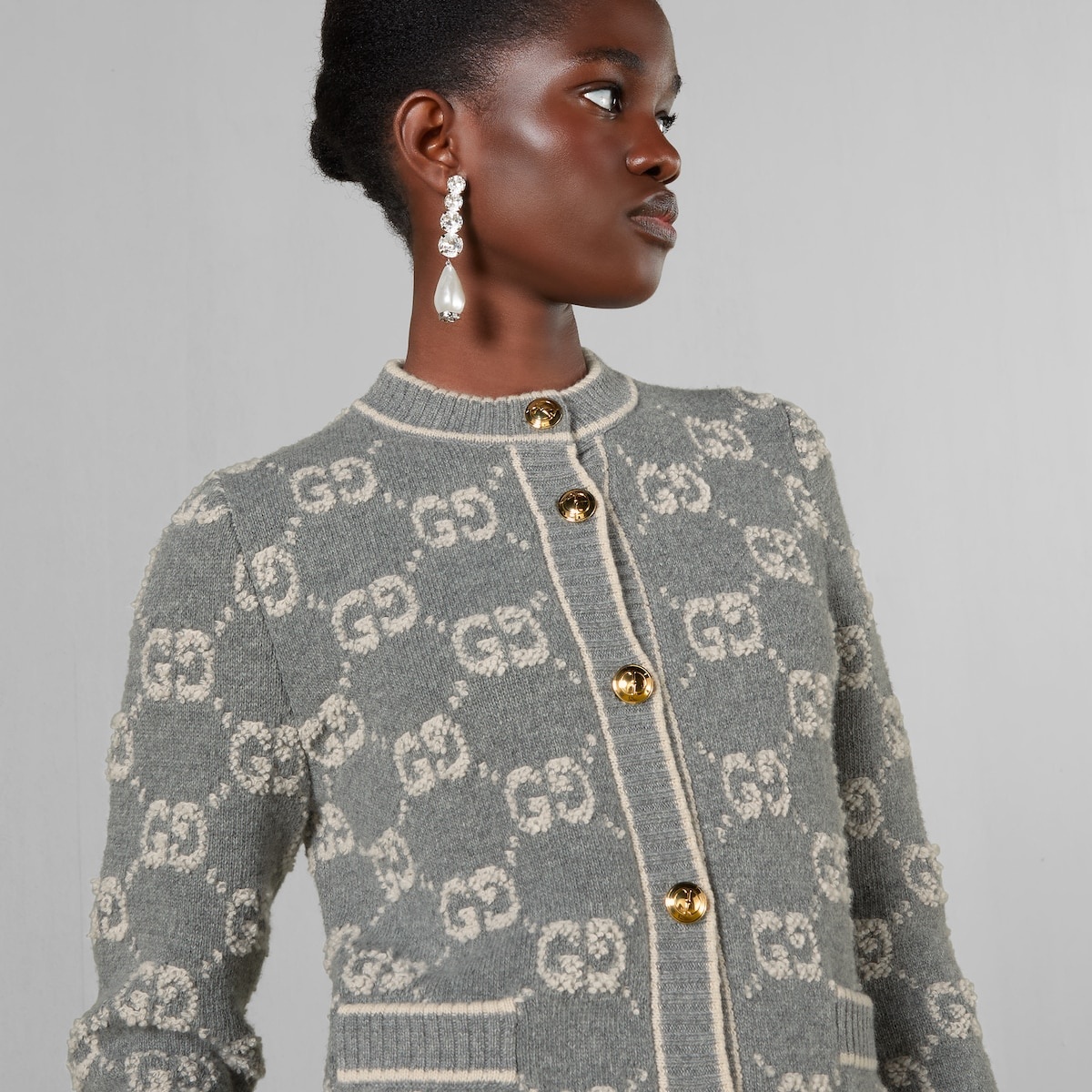 GG wool bouclé jacquard cardigan - 3