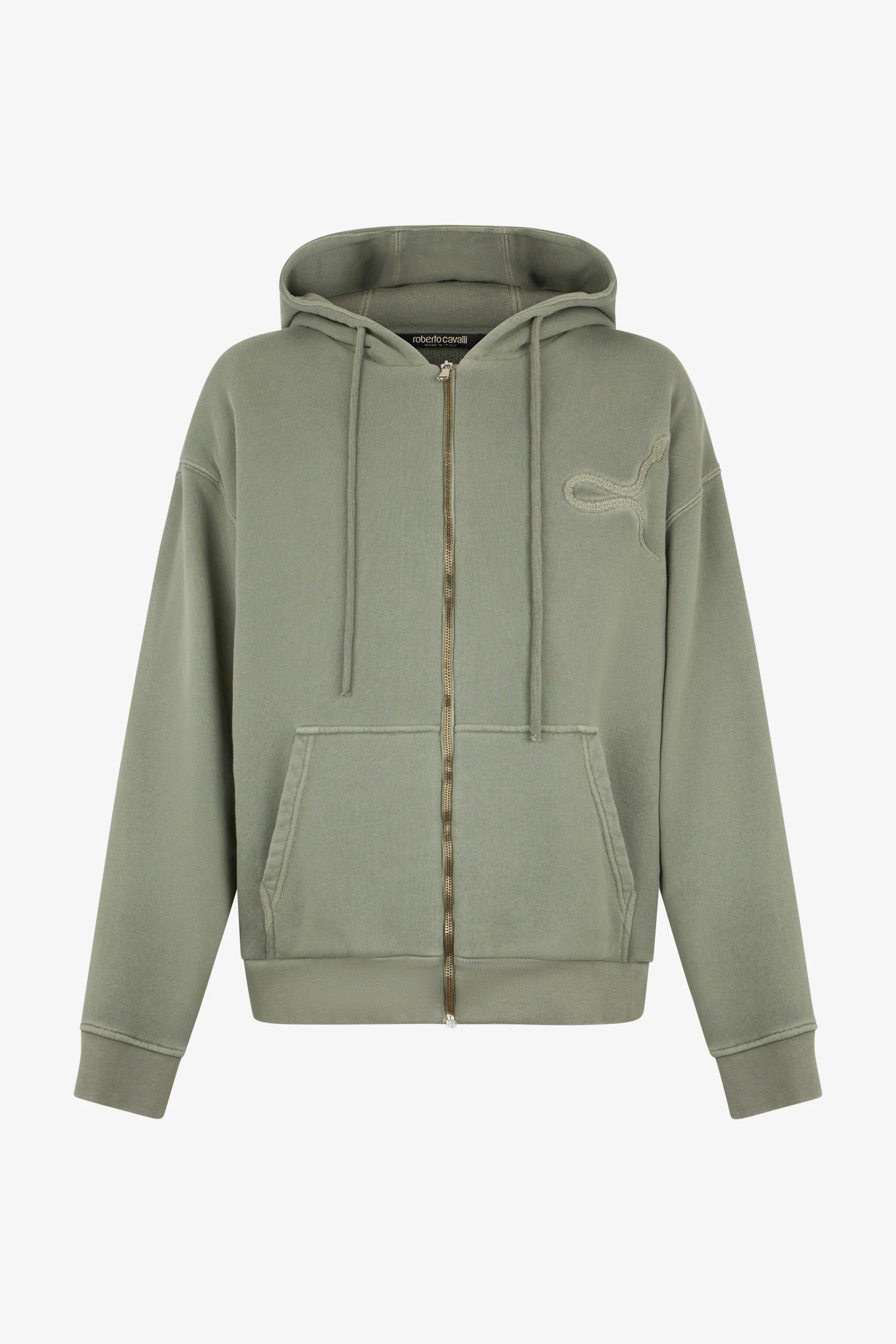 Sage Hoodie With Embroidered Snake - 1
