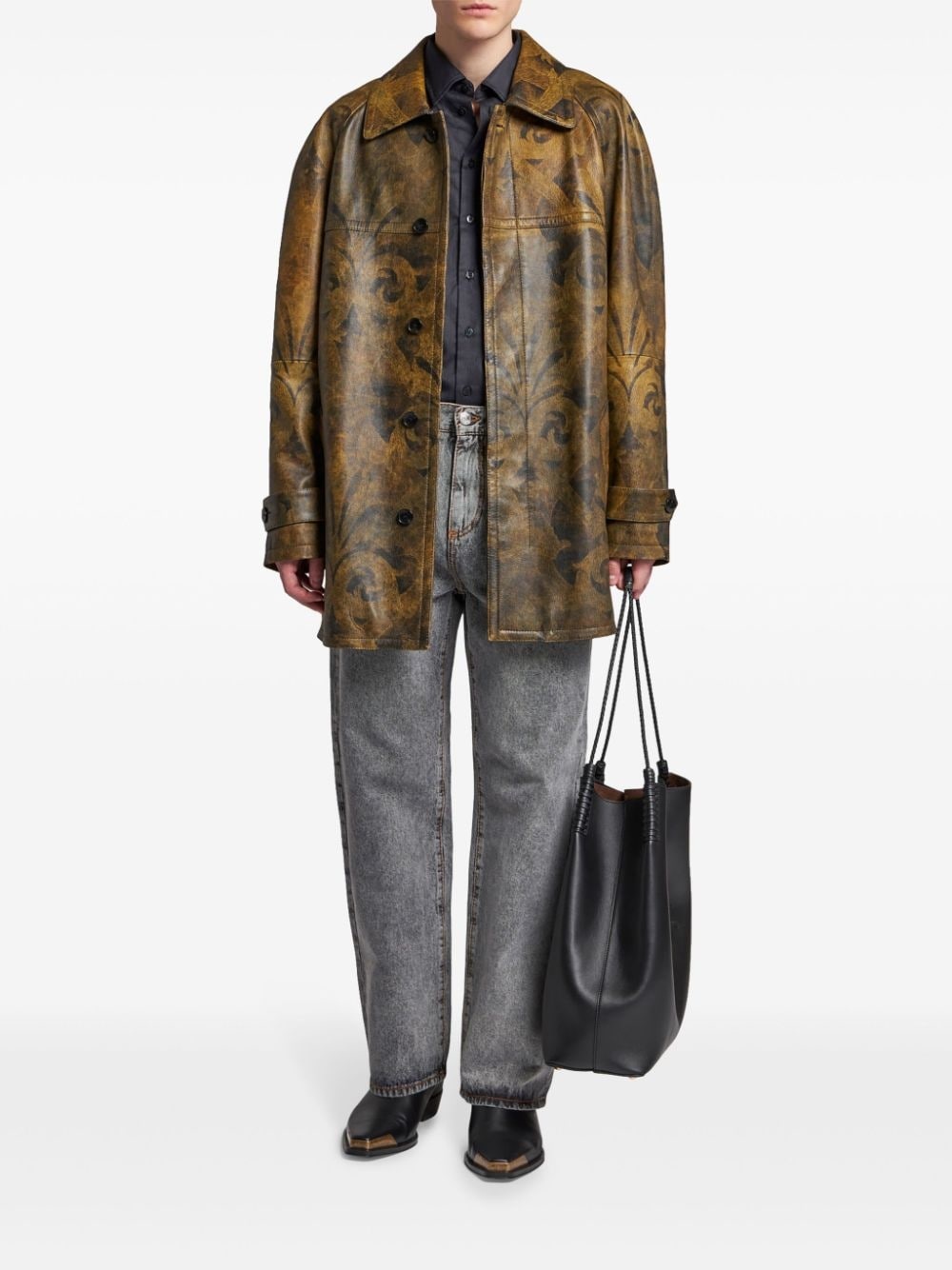 printed leather jacket - 2