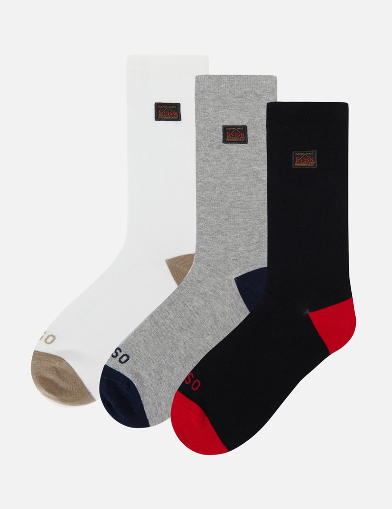 EVISU 3-PACK MINI LABEL LONG SOCKS outlook