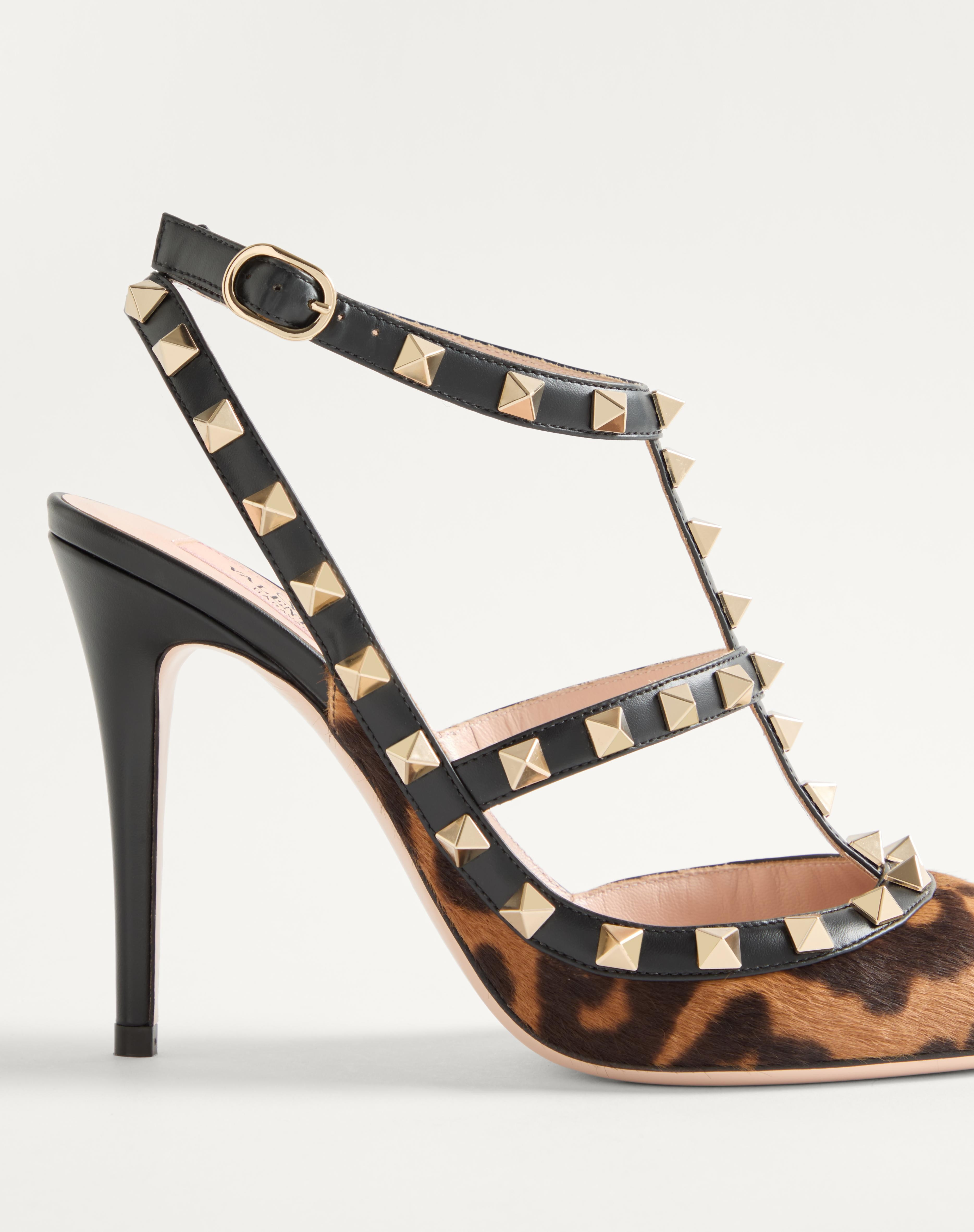 ROCKSTUD PUMPS WITH STRAPS IN PONY-EFFECT CALFSKIN 100MM - 7