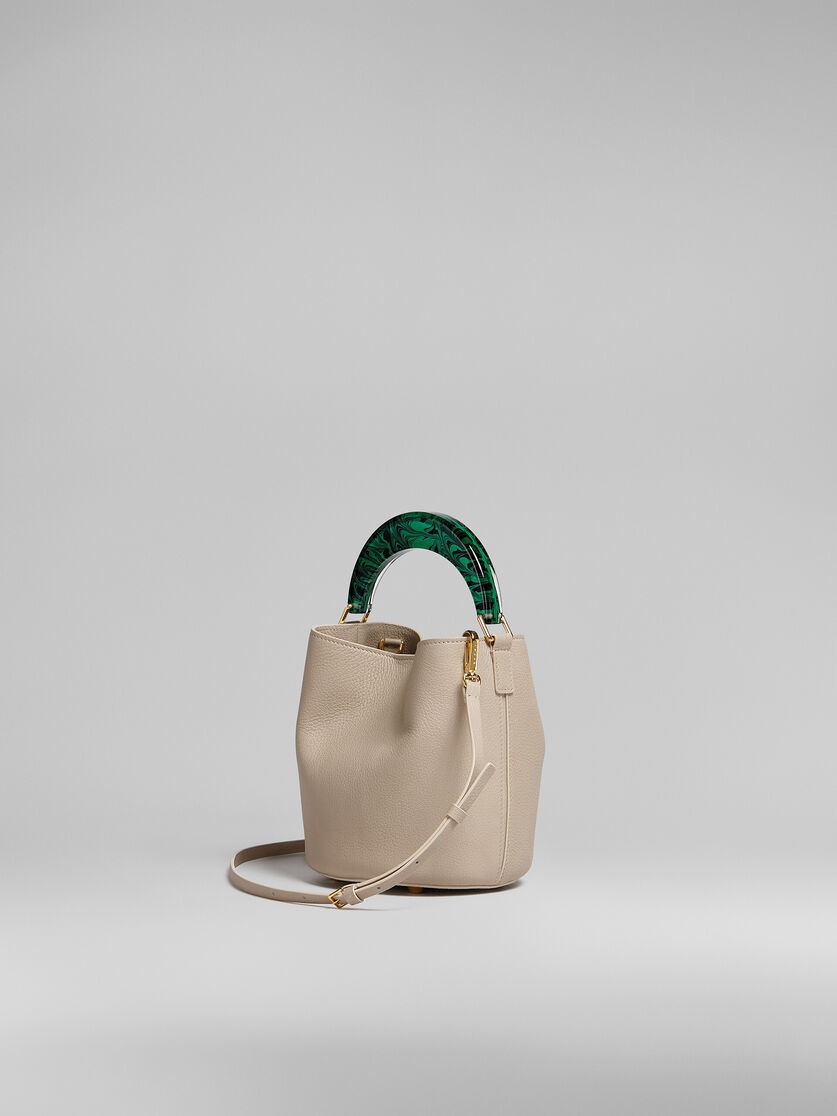 VENICE BUCKET BAG IN BEIGE LEATHER AND RESIN - 3