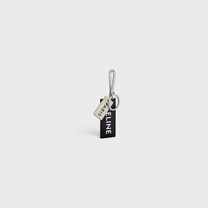 CELINE tag keyring in calfskin with celine paris print outlook