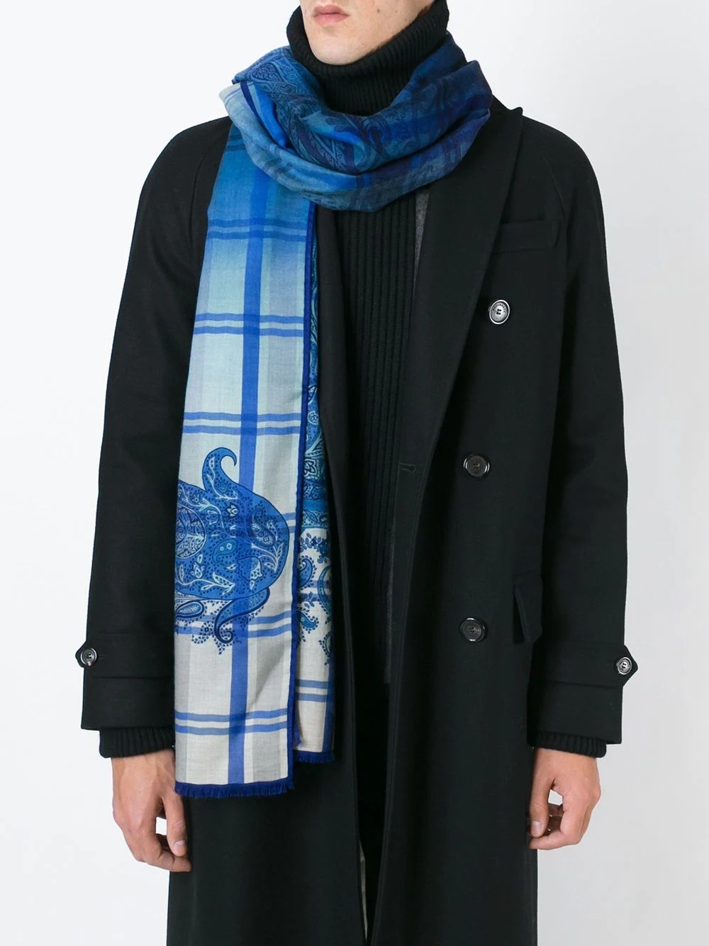 checked paisley print scarf - 2