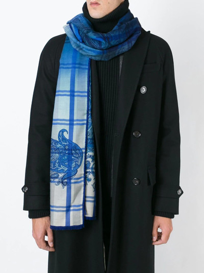 Etro checked paisley print scarf outlook