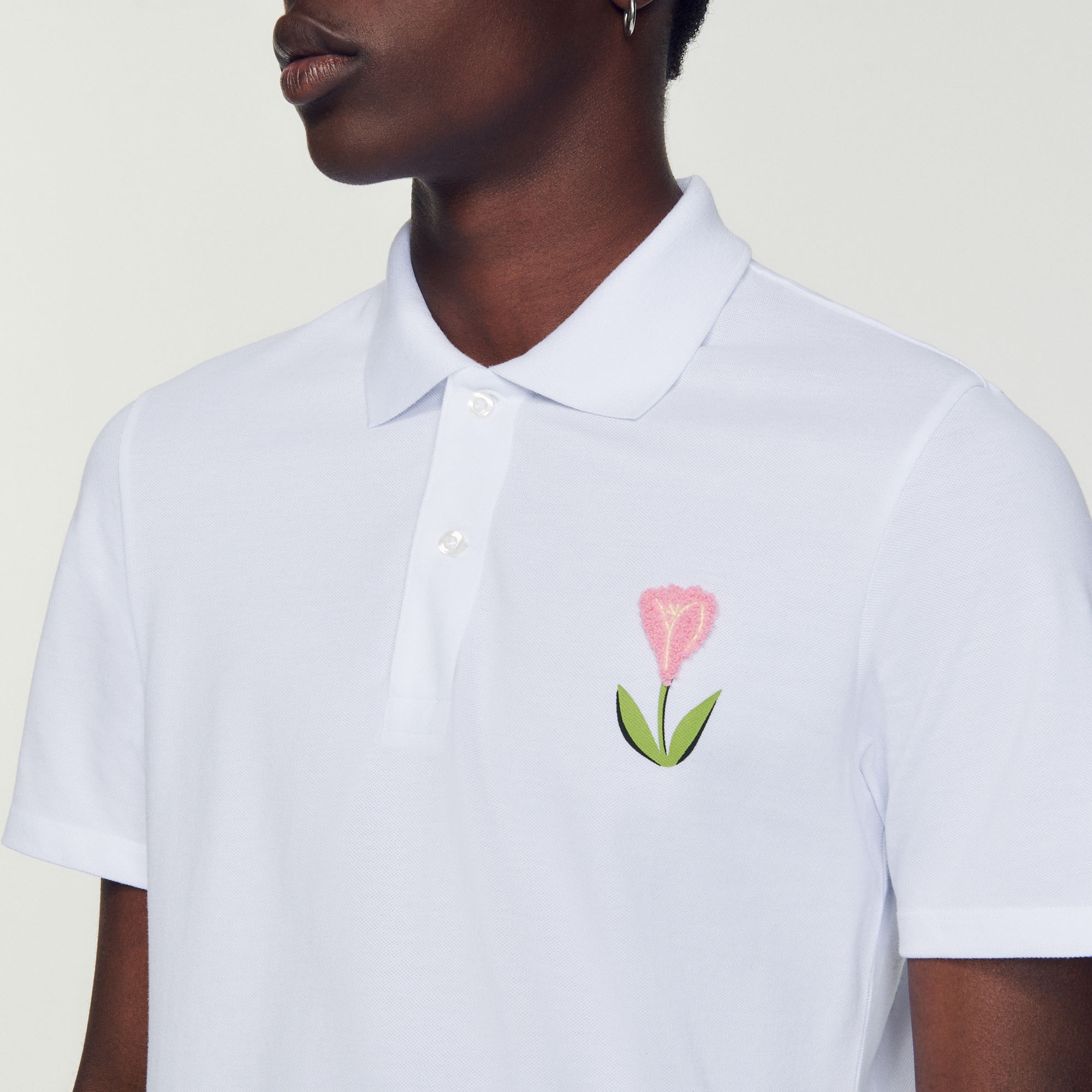 Embroidered tulip polo shirt - 4