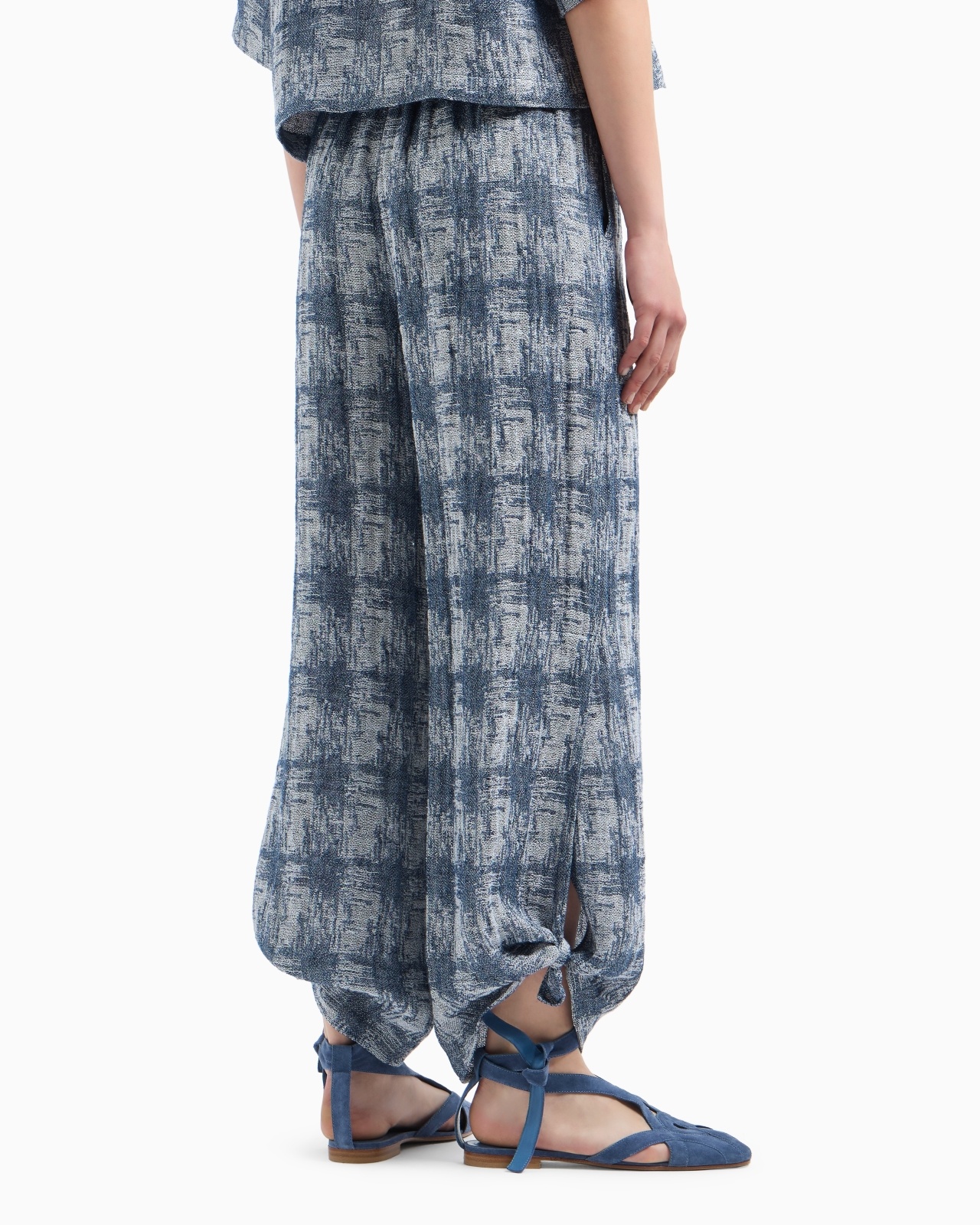 CHECK LINEN GAUZE TROUSERS - 3