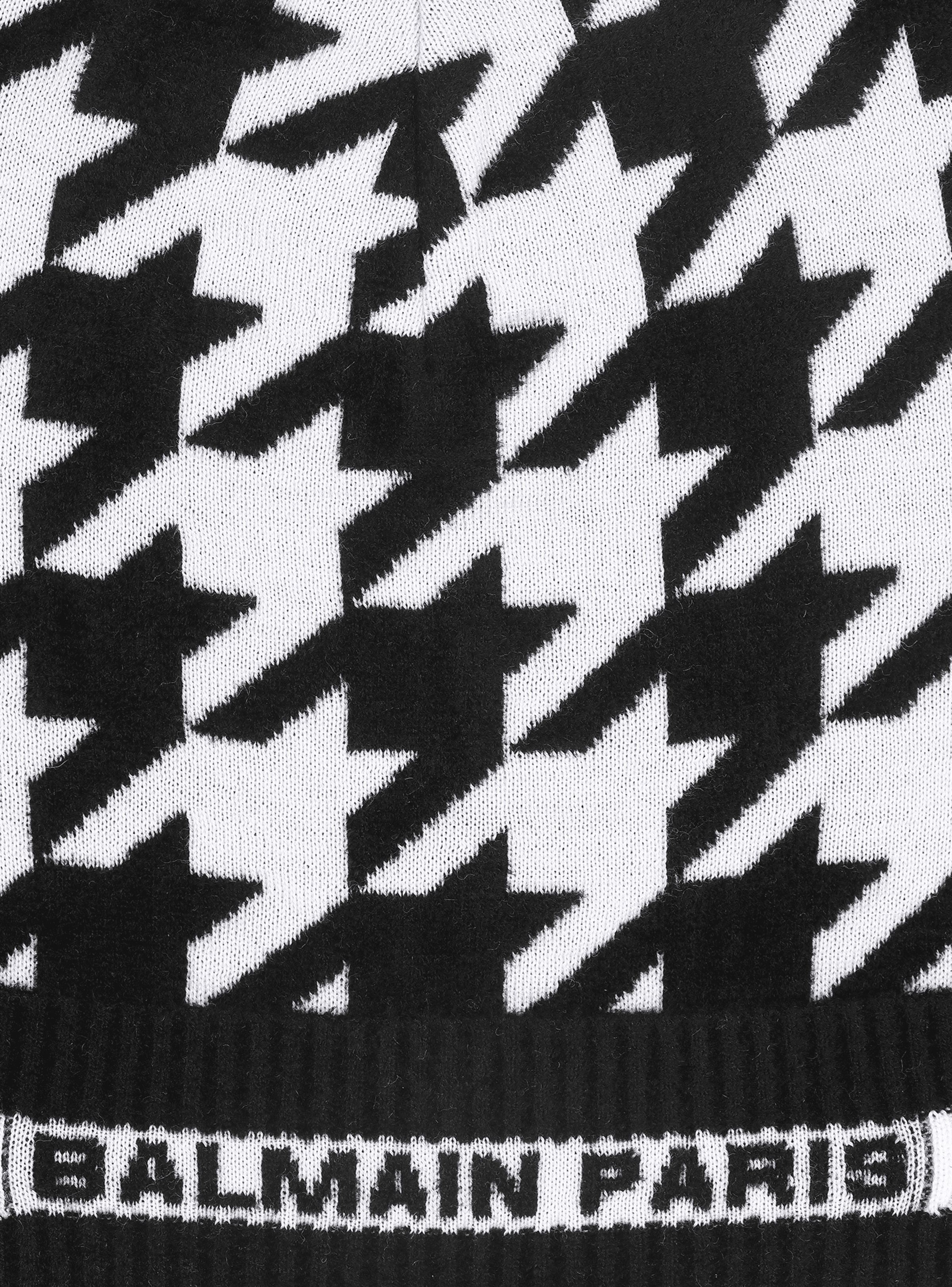 Houndstooth print wool and velvet beanie - 4