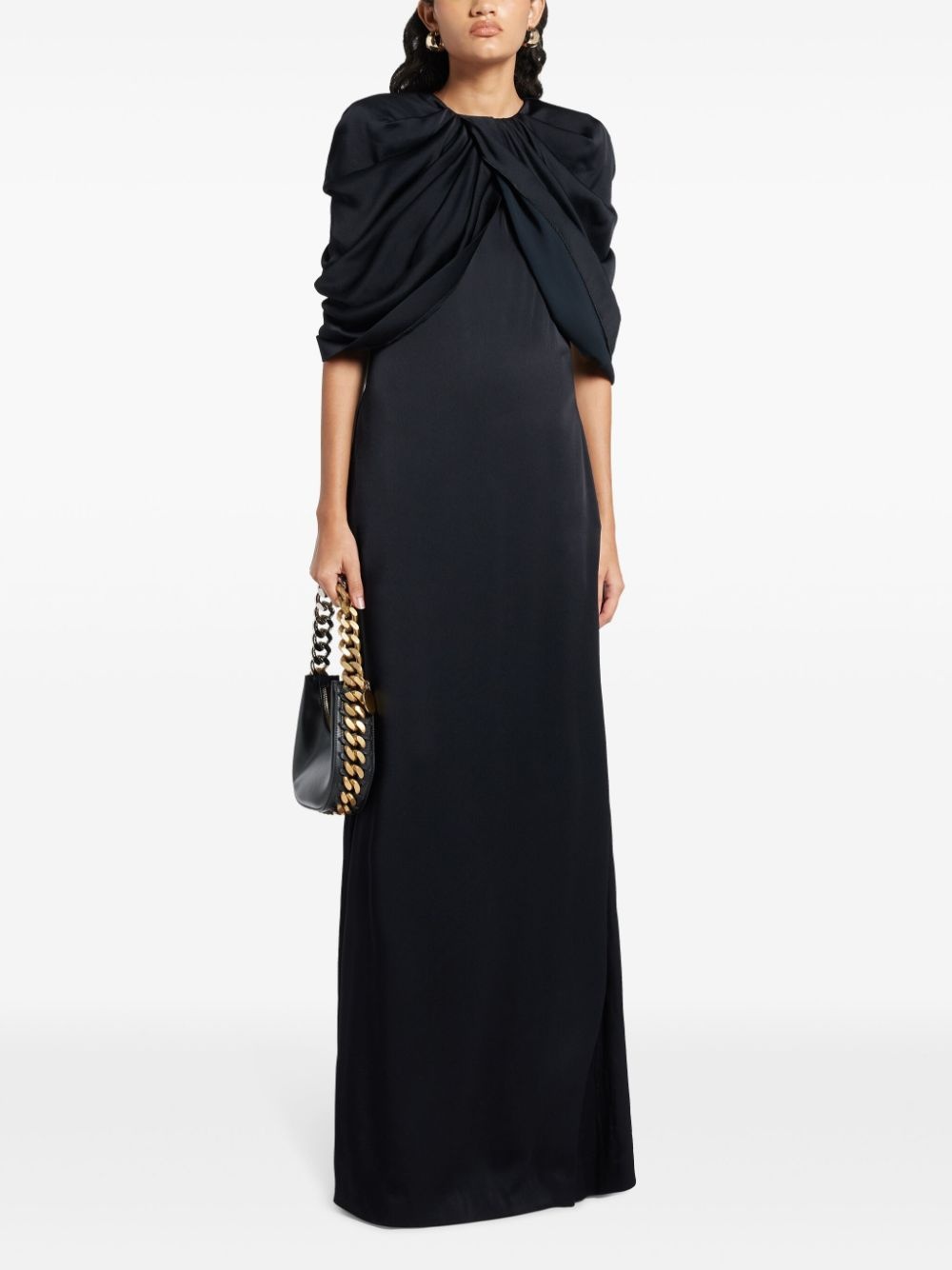 draped-sleeve dress - 2