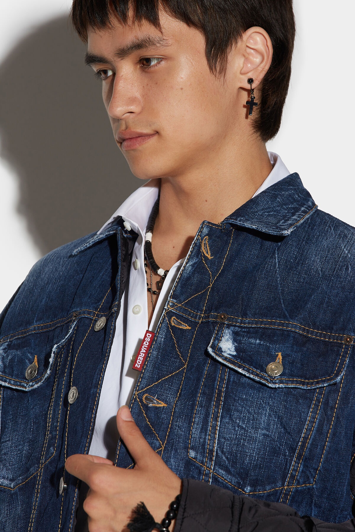 D2 QUILTED MIX DROPPED SHOULDER JEAN JACKET - 4