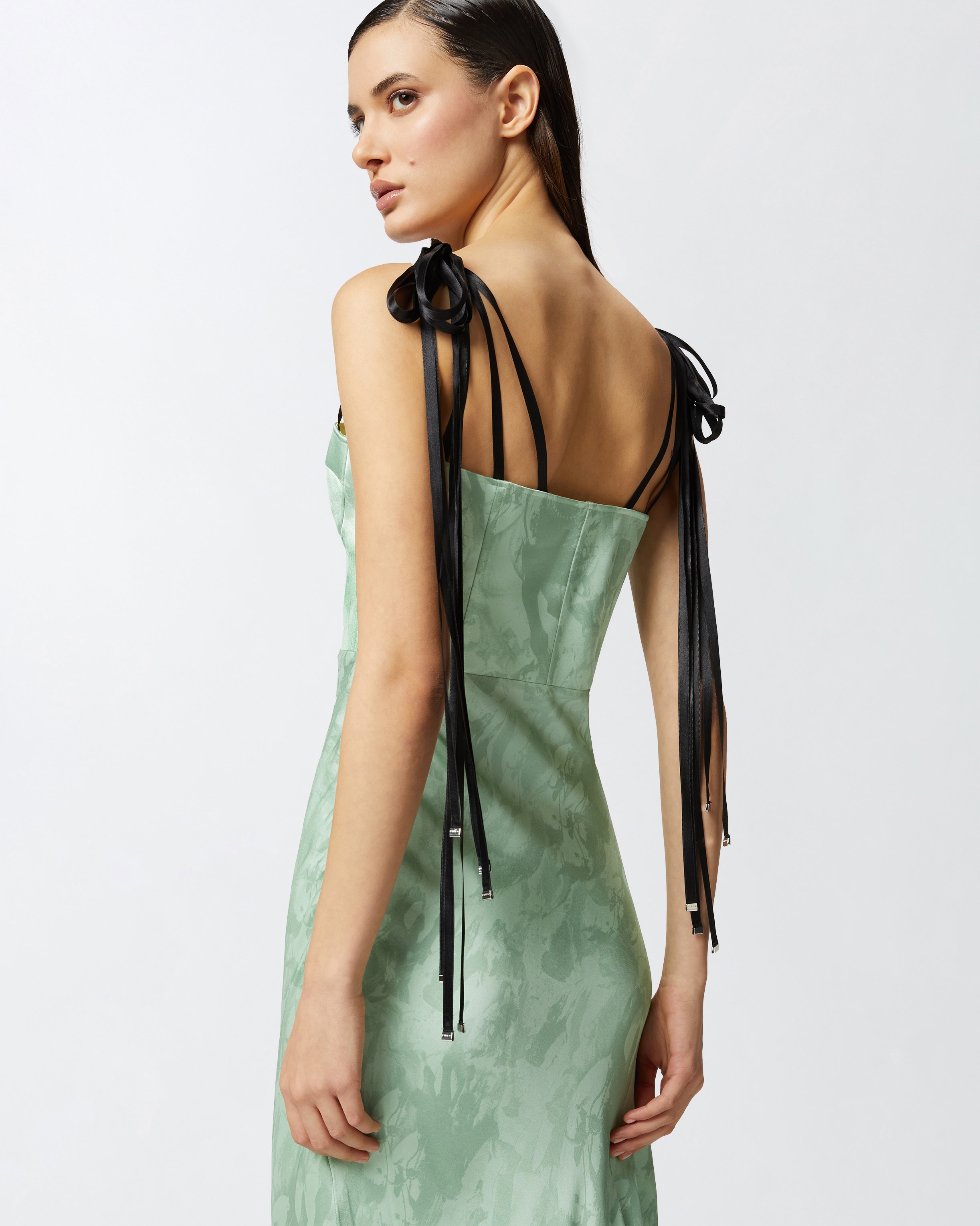 REIMAGINE BY PINKO X PATRICK MCDOWELL LONG SATIN DRESS WITH HORSE PRINT - 5
