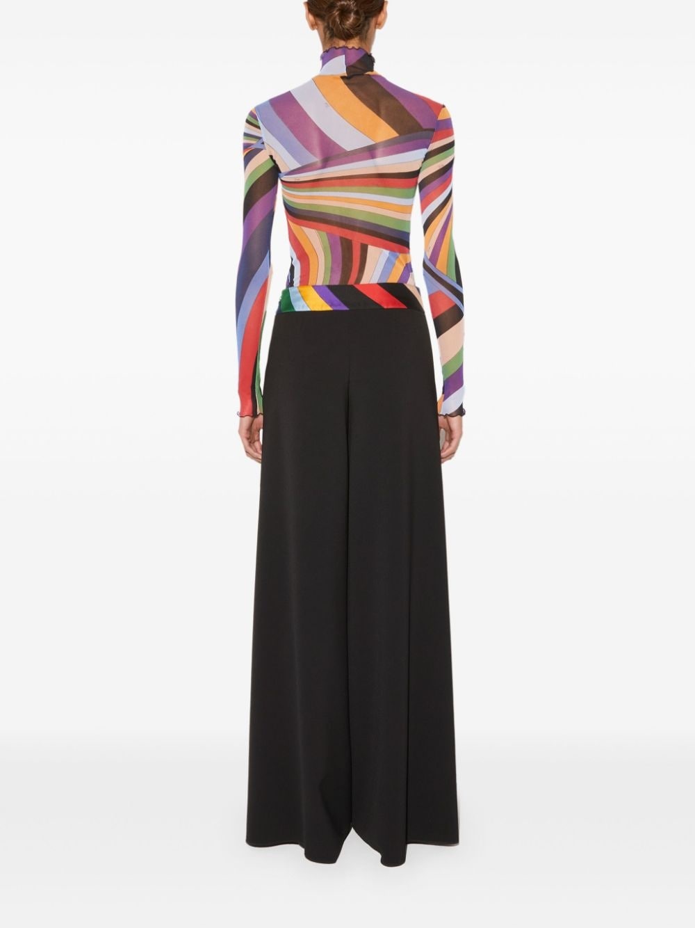 Iride-print trim palazzo trousers - 4