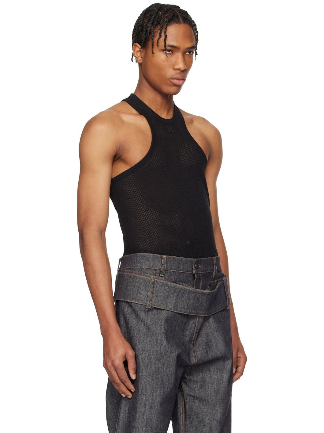 Black Scuba Mesh Tank Top - 2