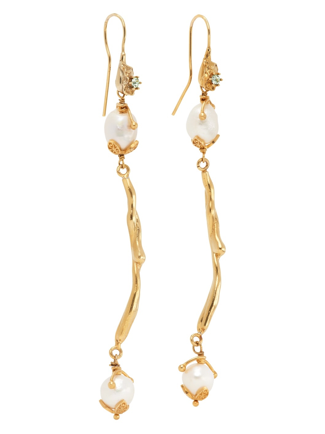 Gold River Pearl Dangle Earrings - 2