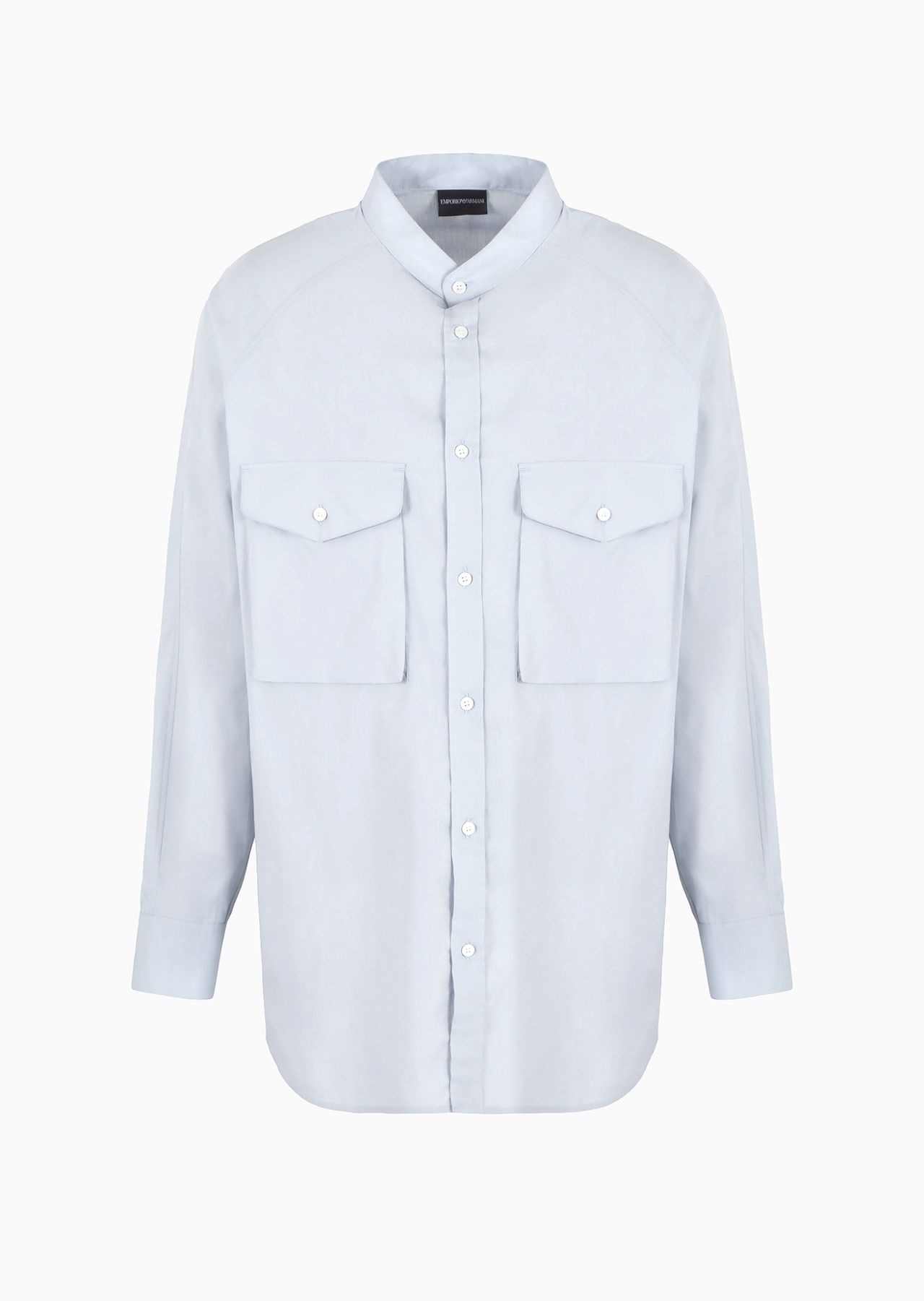 Poplin shirt with guru collar and pockets on the chest - 1