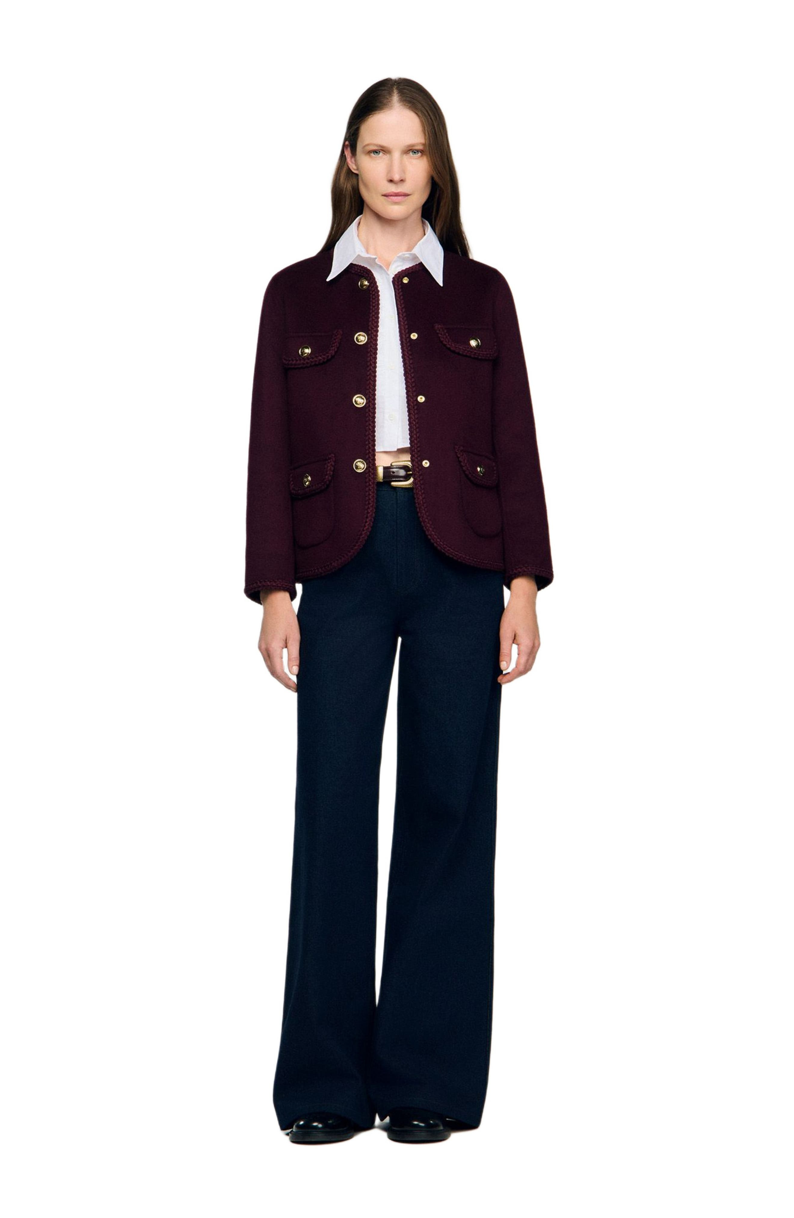 SANDRO Double-faced jacket in Bordeaux at Nordstrom - 6