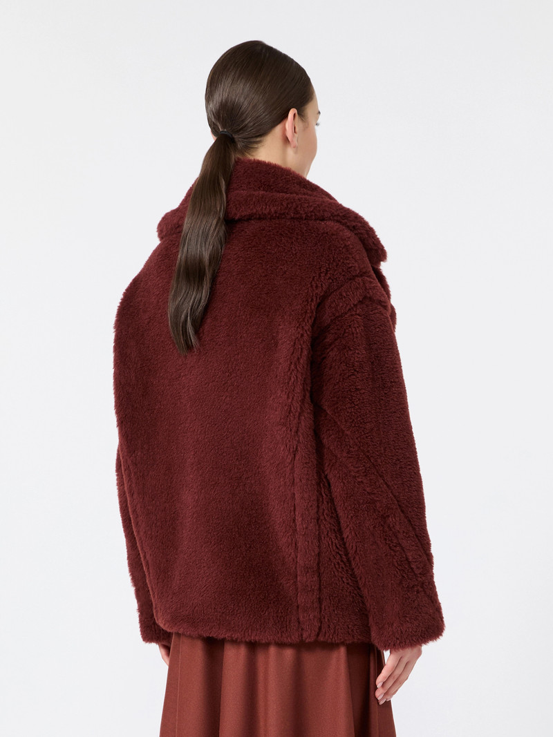 ALCUNO Alpaca and wool Teddy fabric cropped biker jacket - RUST 4