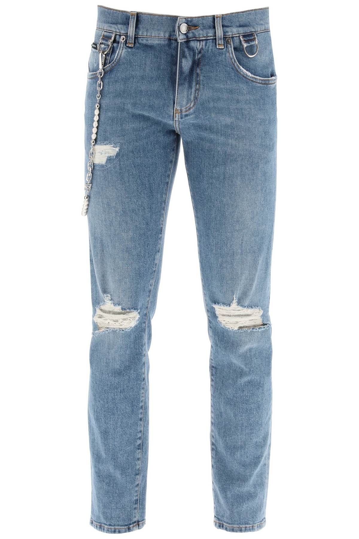 DESTROYED JEANS WITH KEYCHAIN - 1