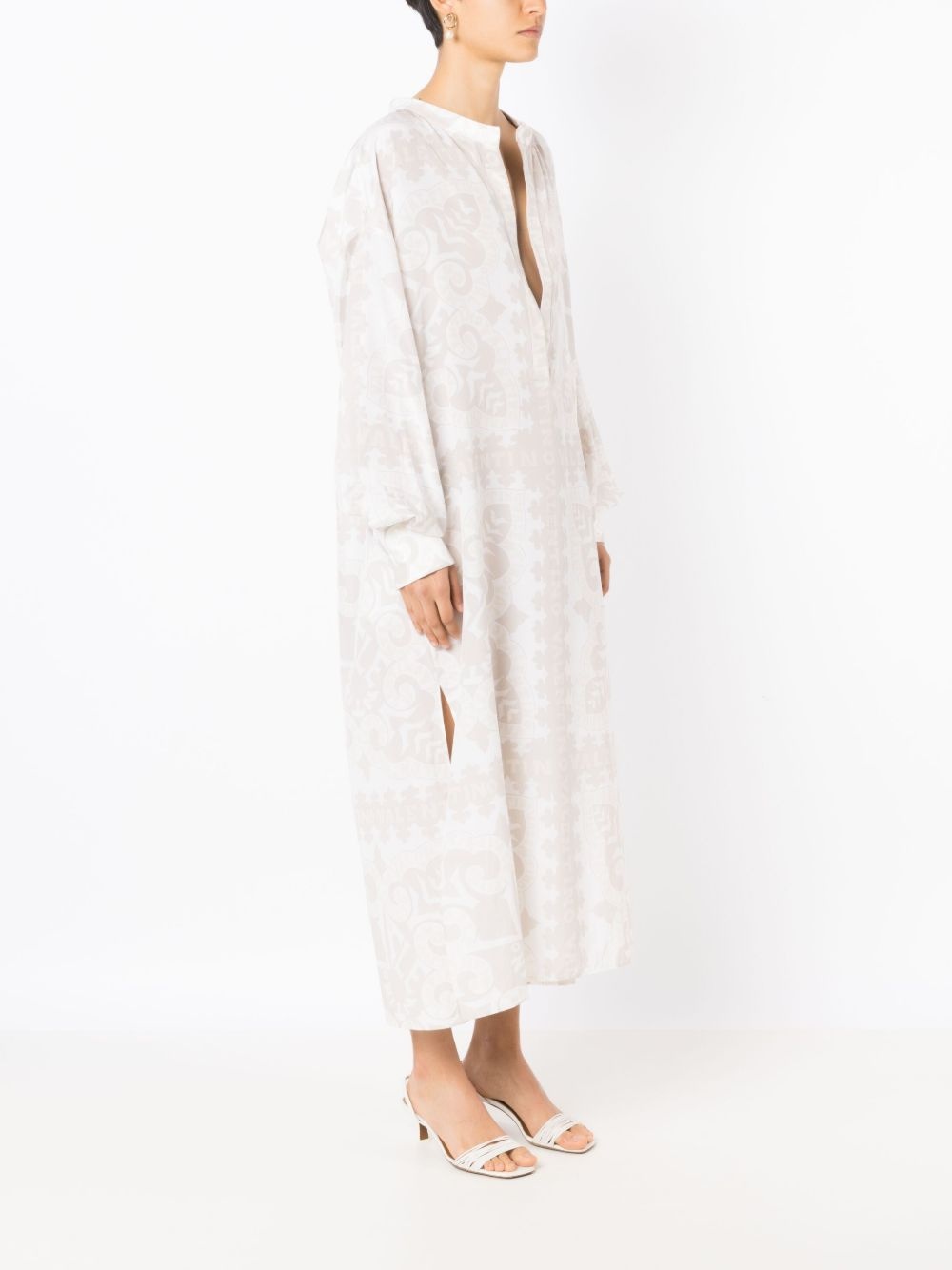 geometric-print silk-cotton dress - 3
