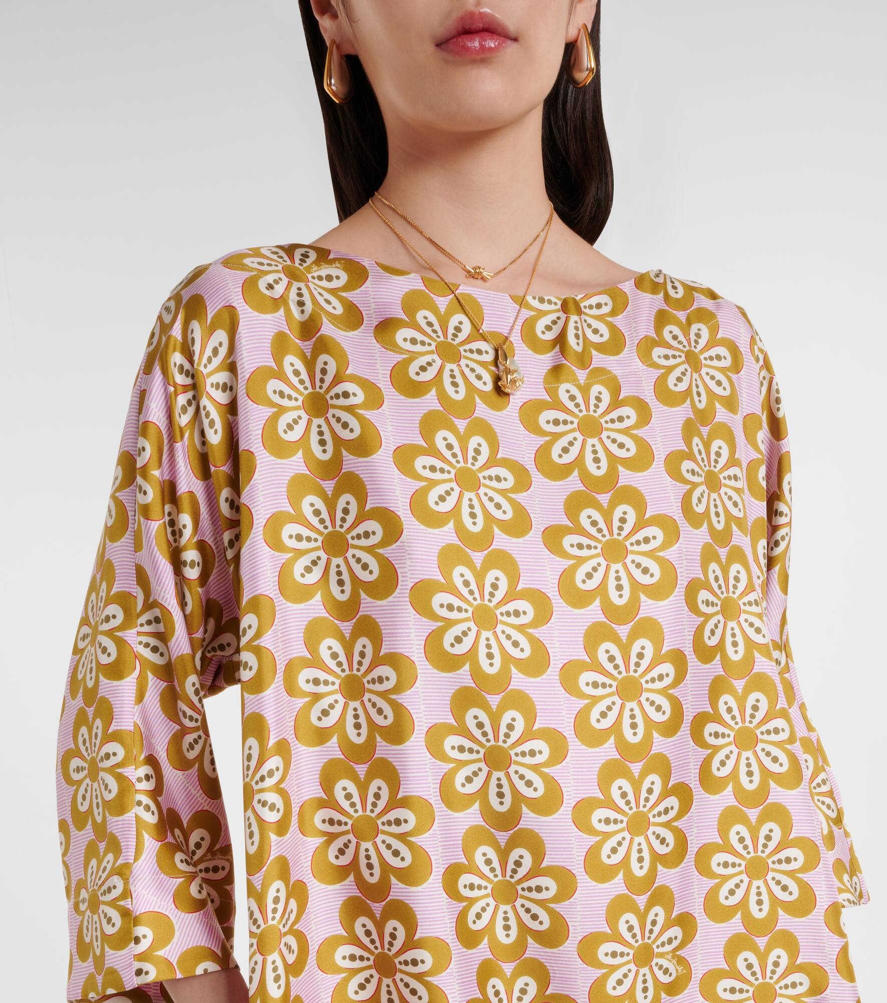 Muumuu printed silk twill maxi dress - 4