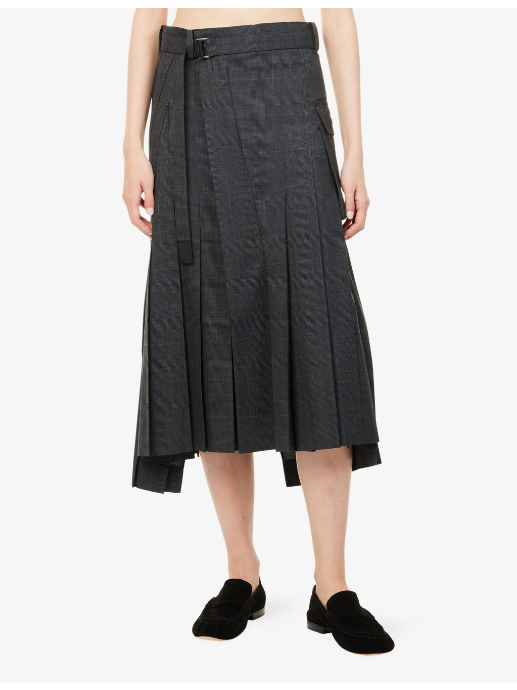 Glen Check Wool Midi Skirt - 3
