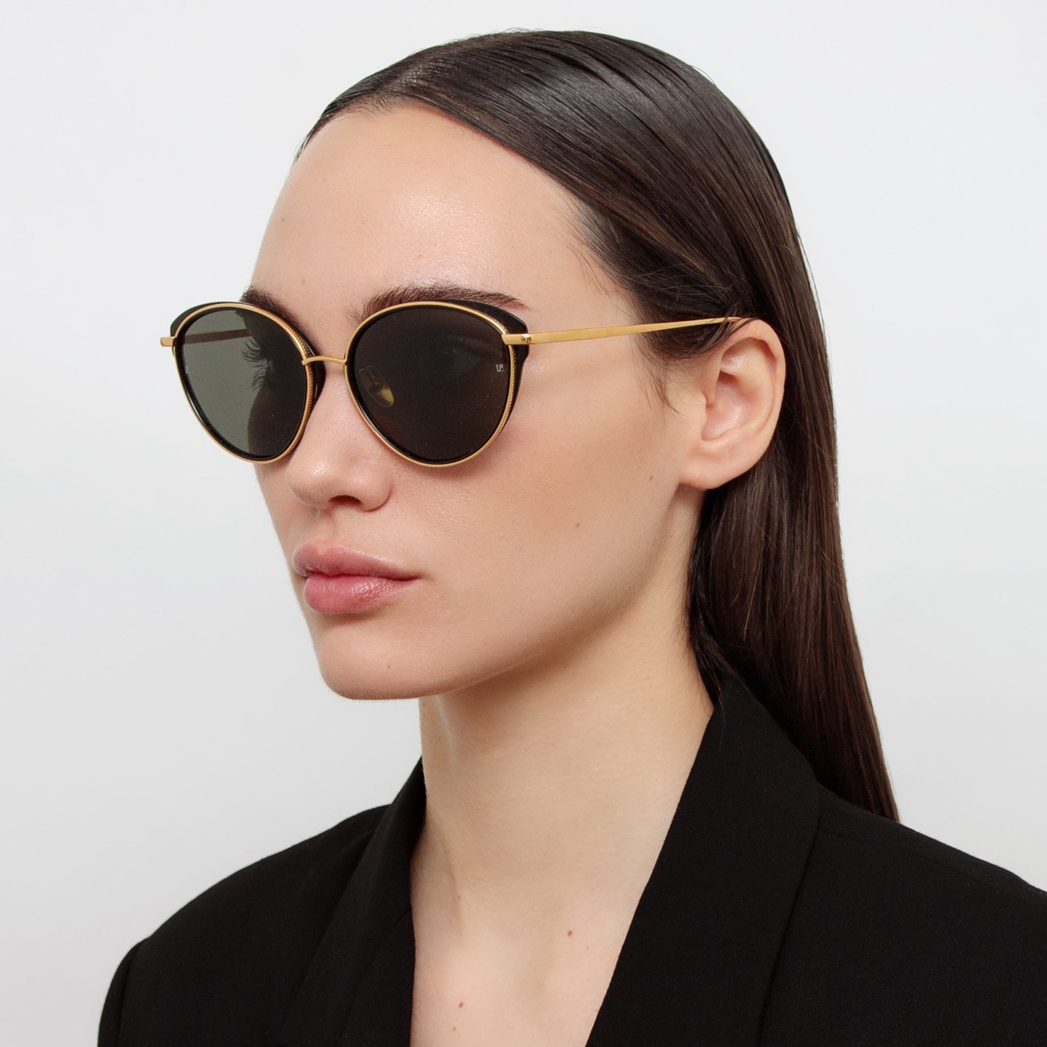 SONG CAT EYE SUNGLASSES IN YELLOW GOLD AND BLACK - 2