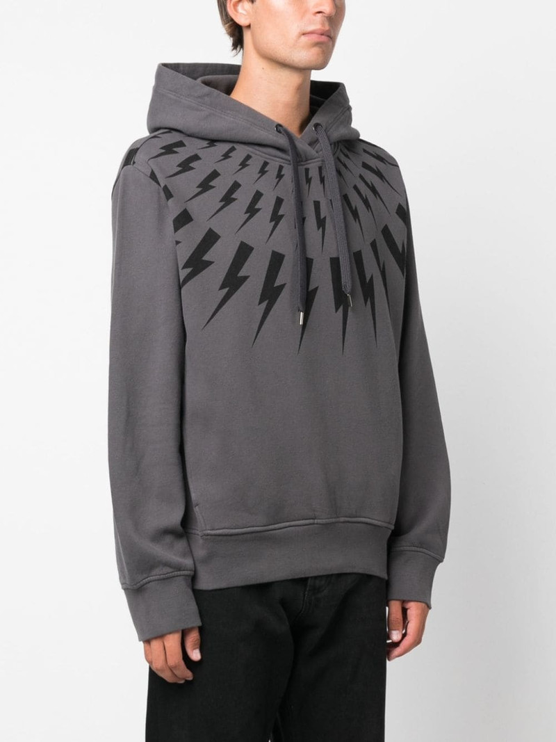 Thunderbolt-print cotton hoodie 3