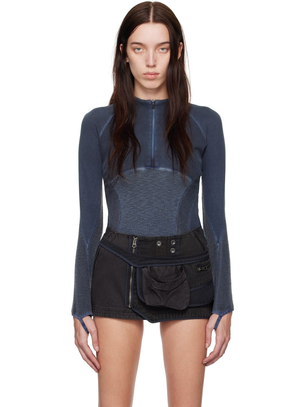 Navy Half-Zip Raglan Sweater - 1