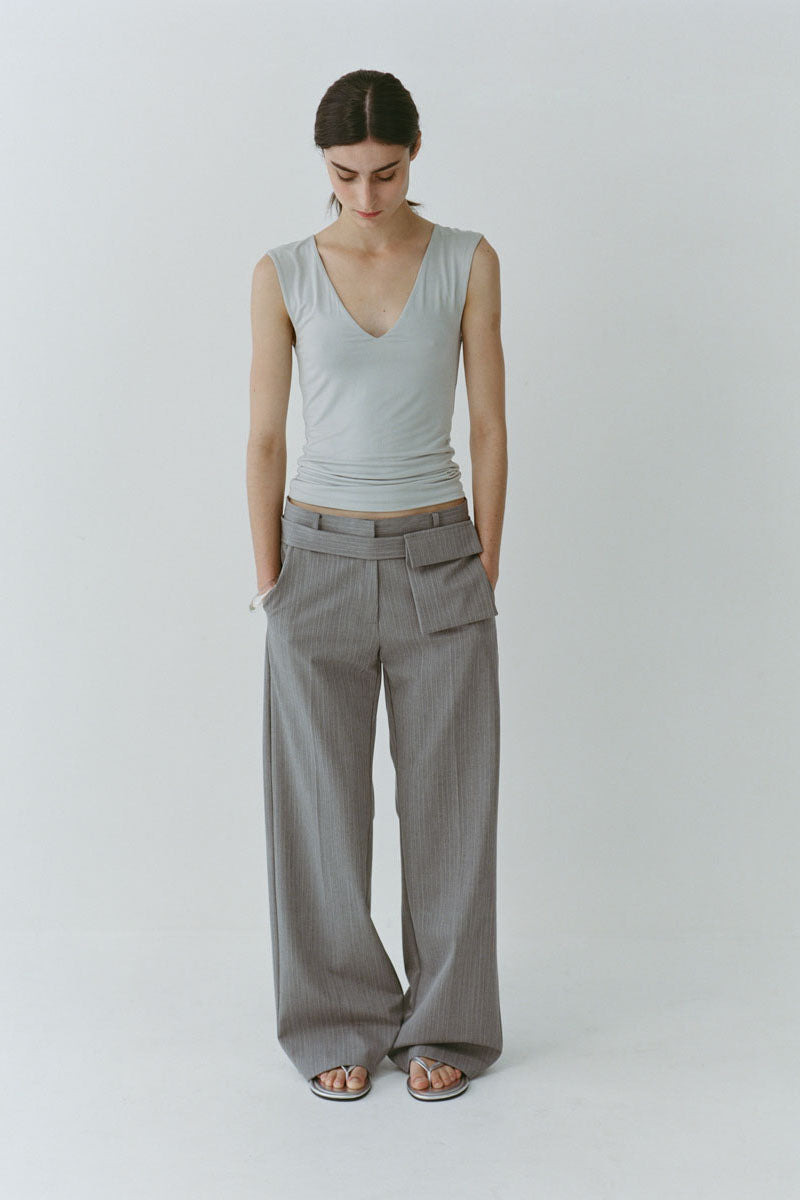 Carter Pocket Belt Pants - Grey Pinstripe - 5