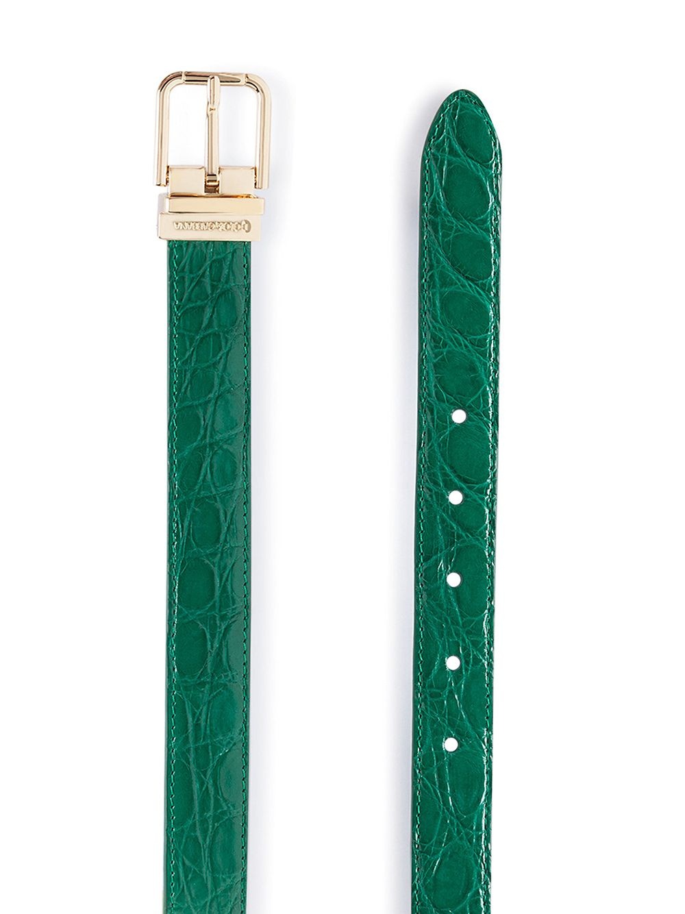 engraved-buckle leather belt - 2