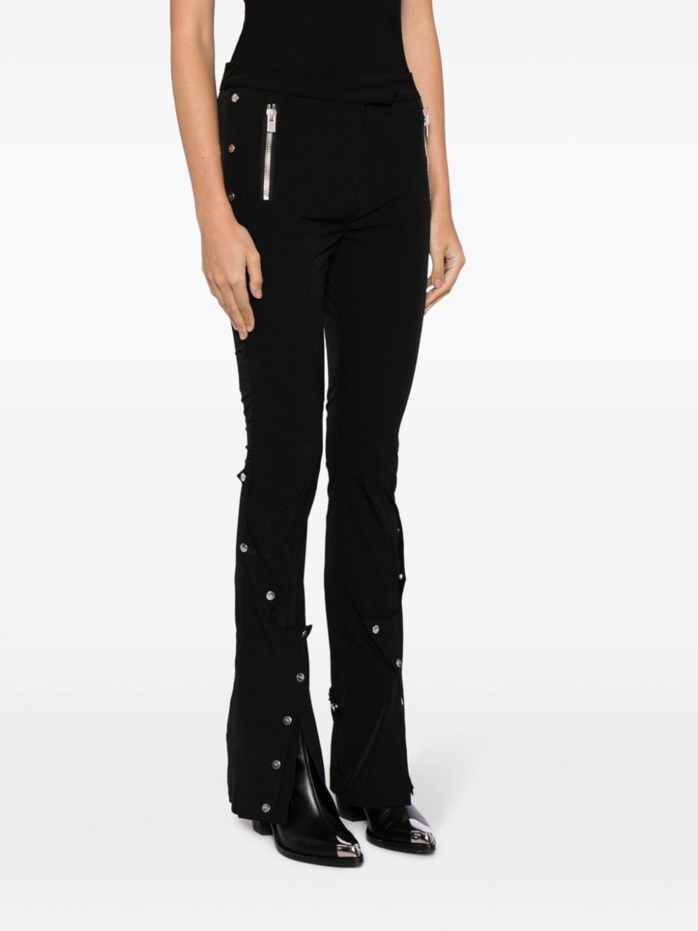 button-detailing flared trousers - 3