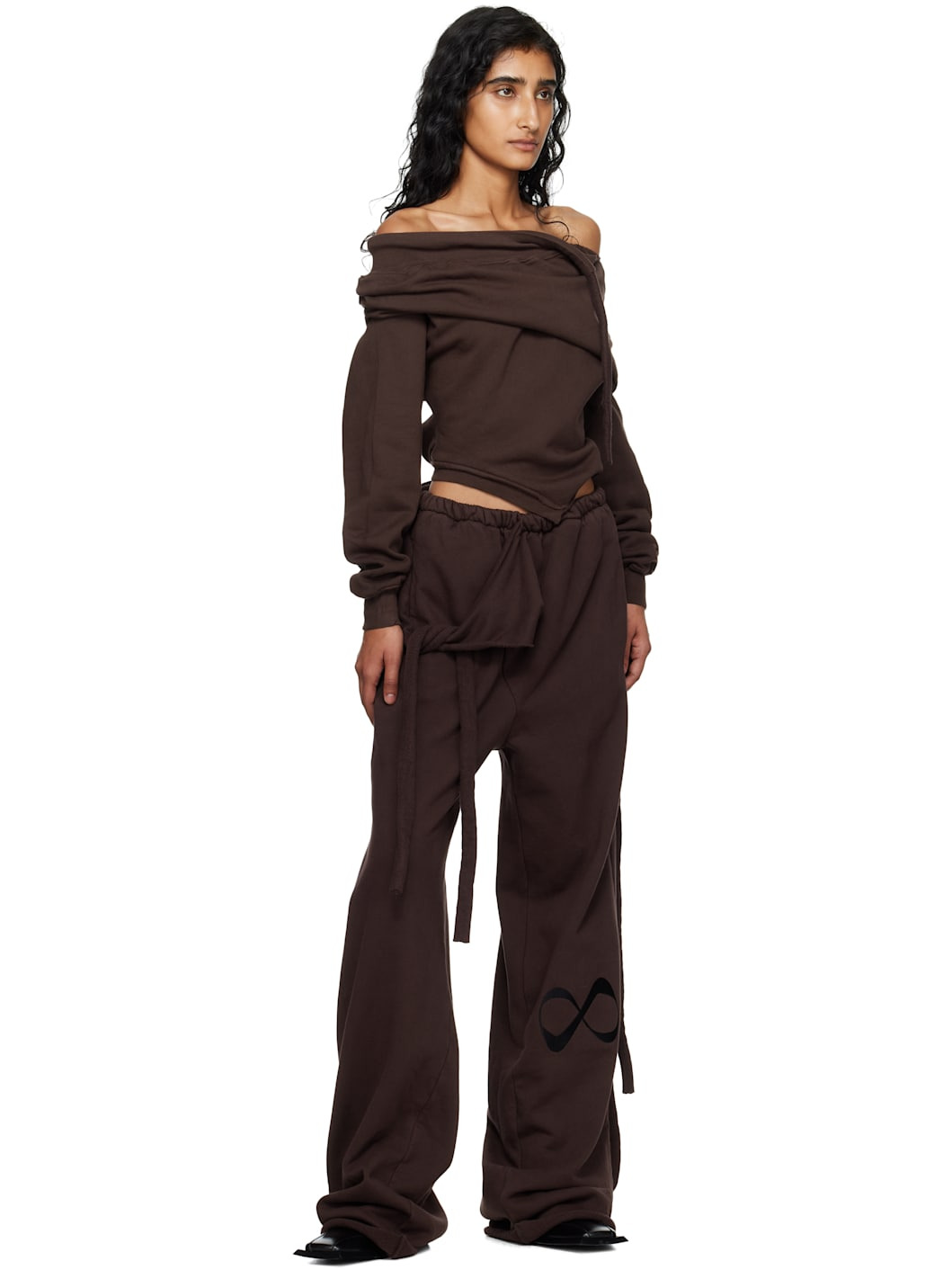 Brown Off-Shoulder Slouchy Sweater - 4