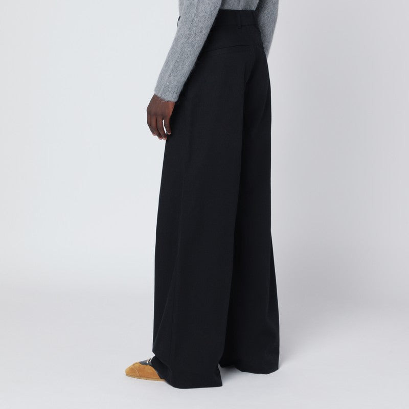 Dries Van Noten Wide Black Cotton Trousers Men - 2