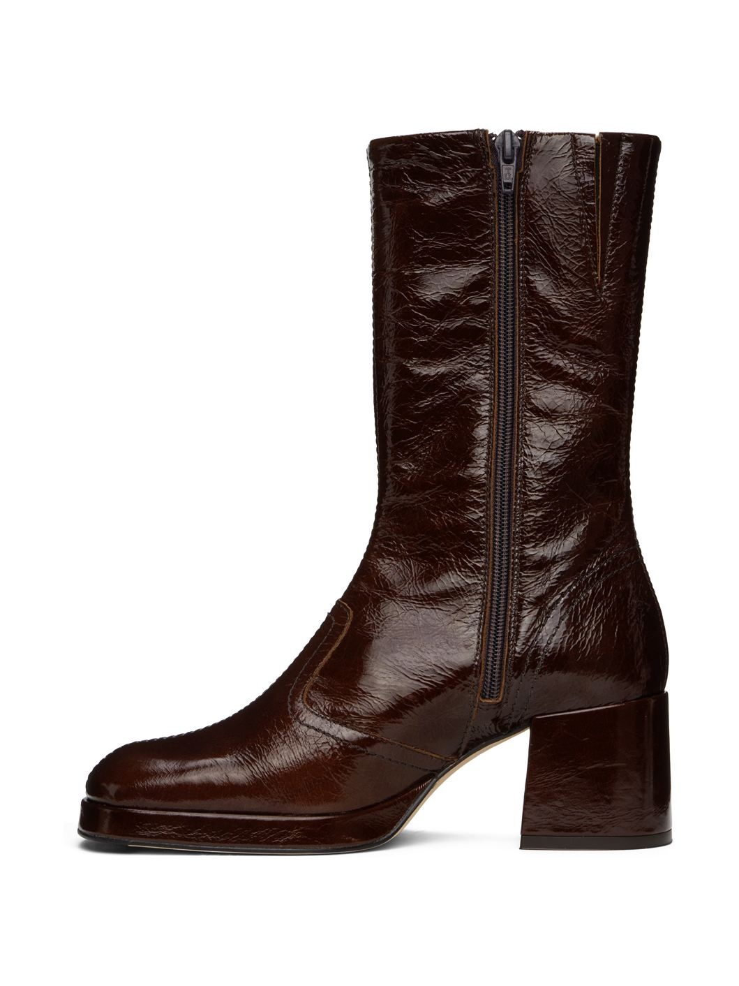 Brown Cass Patent Boots - 3