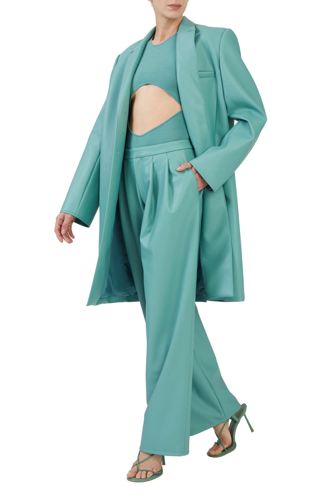 Faux Leather Boxy Coat - 3
