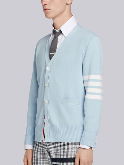 Thom Browne Pastel Bluemilano Stitch Cotton 4-bar V-neck Cardigan outlook