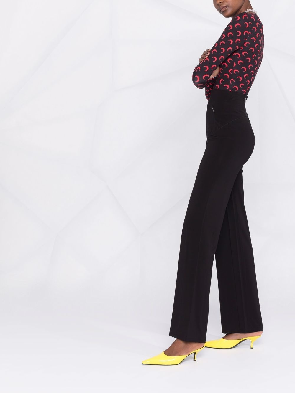 high-waisted graphic-detail pants - 4