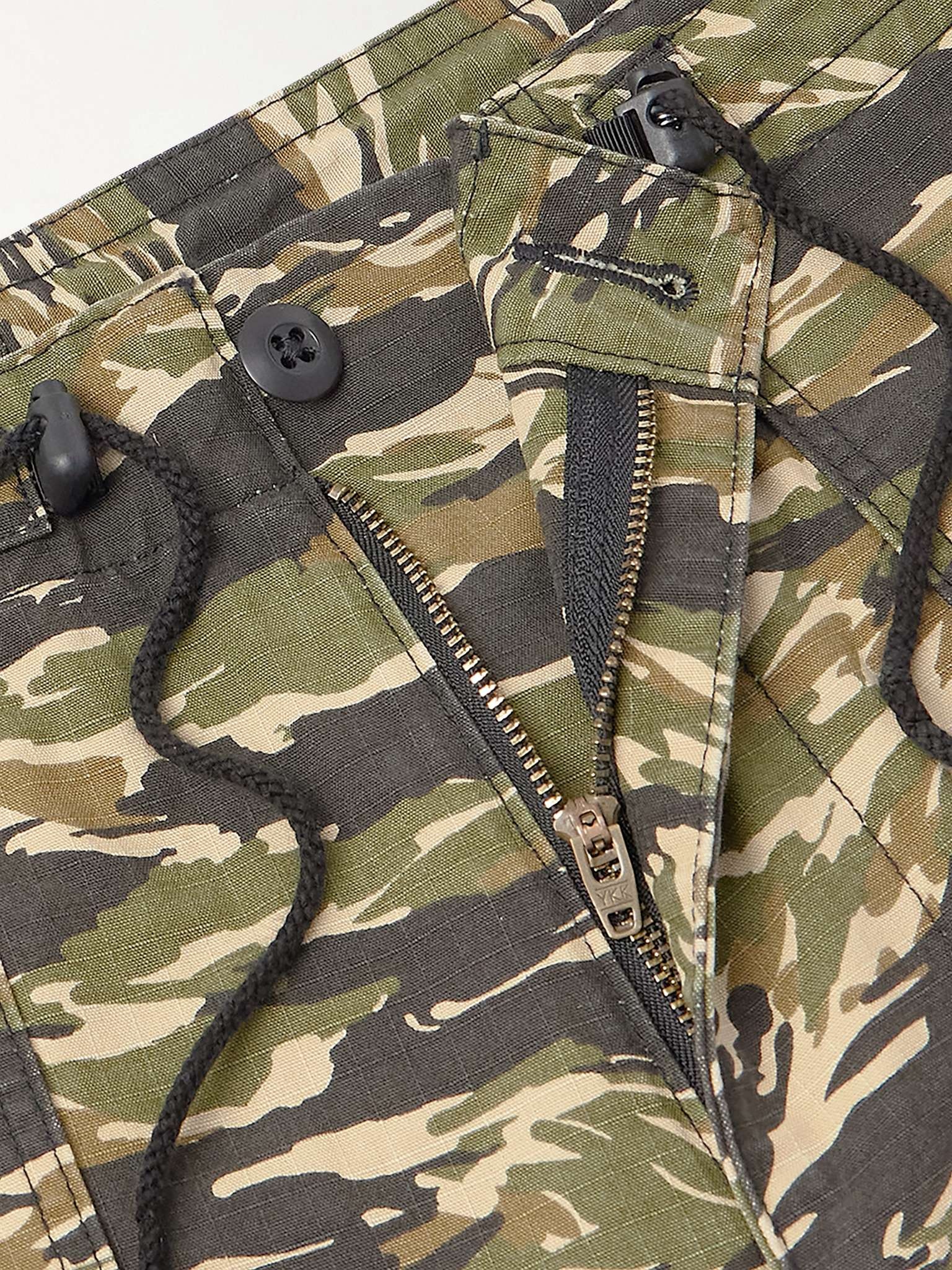 String Fatigue Straight-Leg Camouflage-Print Cotton-Ripstop Drawstring Trousers - 6