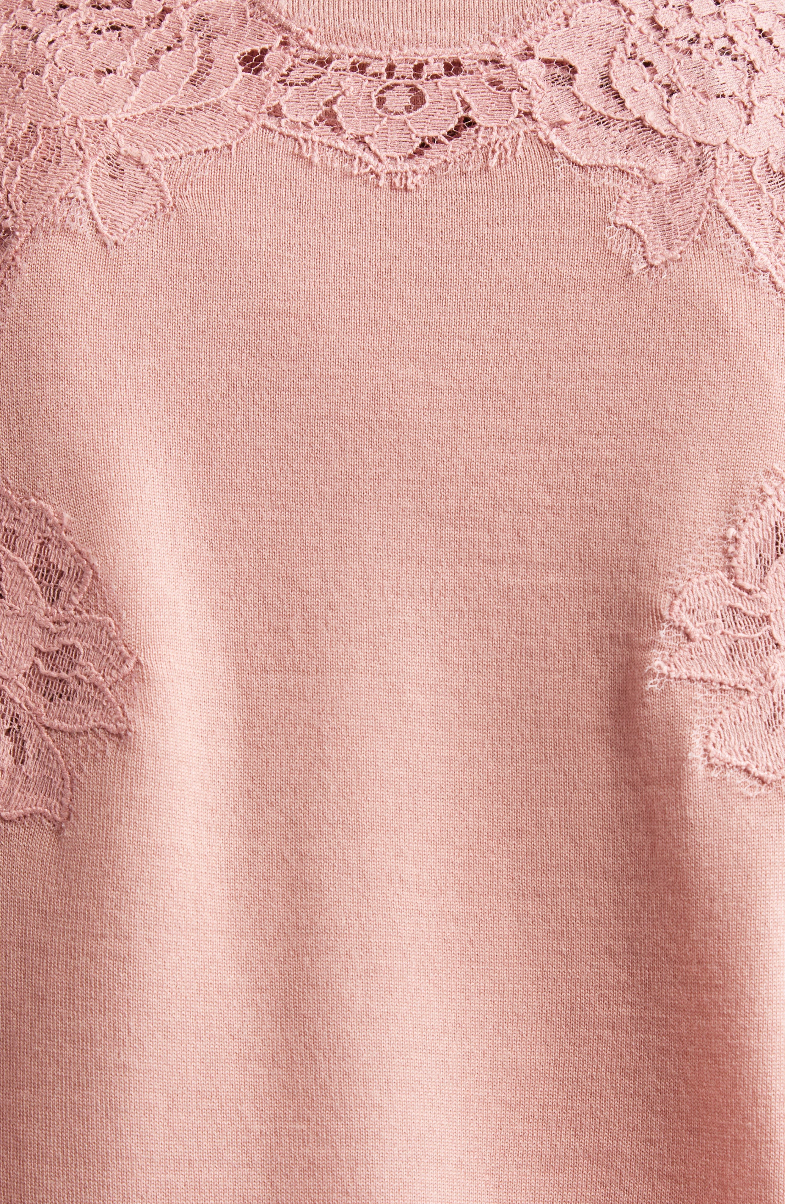 Dolce&Gabbana Lace Detail Virgin Wool & Cotton Blend Cardigan in Rosa Polvere Scuro at Nordstrom - 6