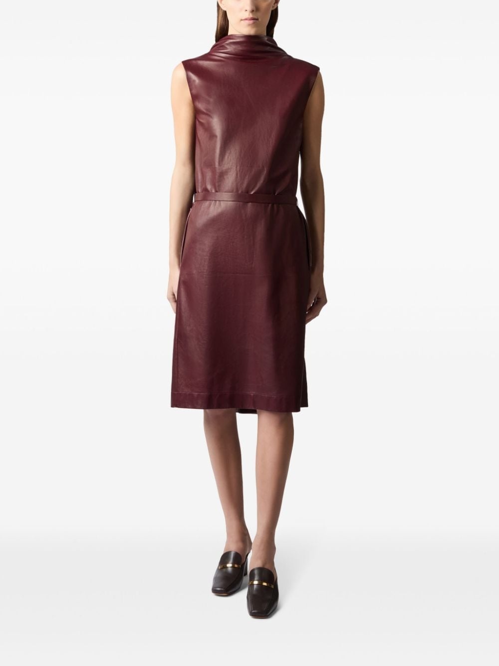 leather midi dress - 2
