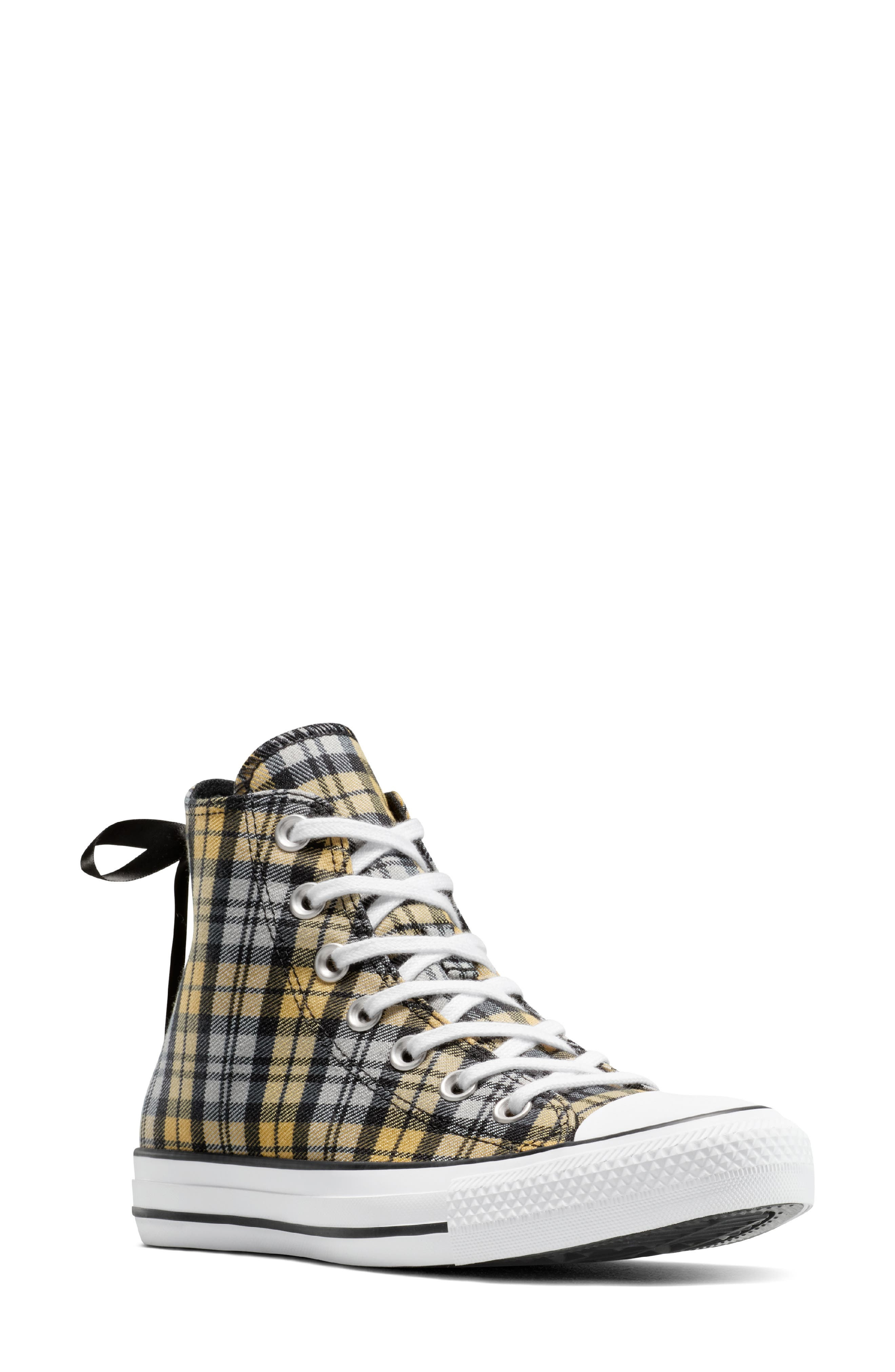 Converse Gender Inclusive Chuck Taylor All Star Plaid Sneaker in Black/Yellow/White at Nordstrom - 1
