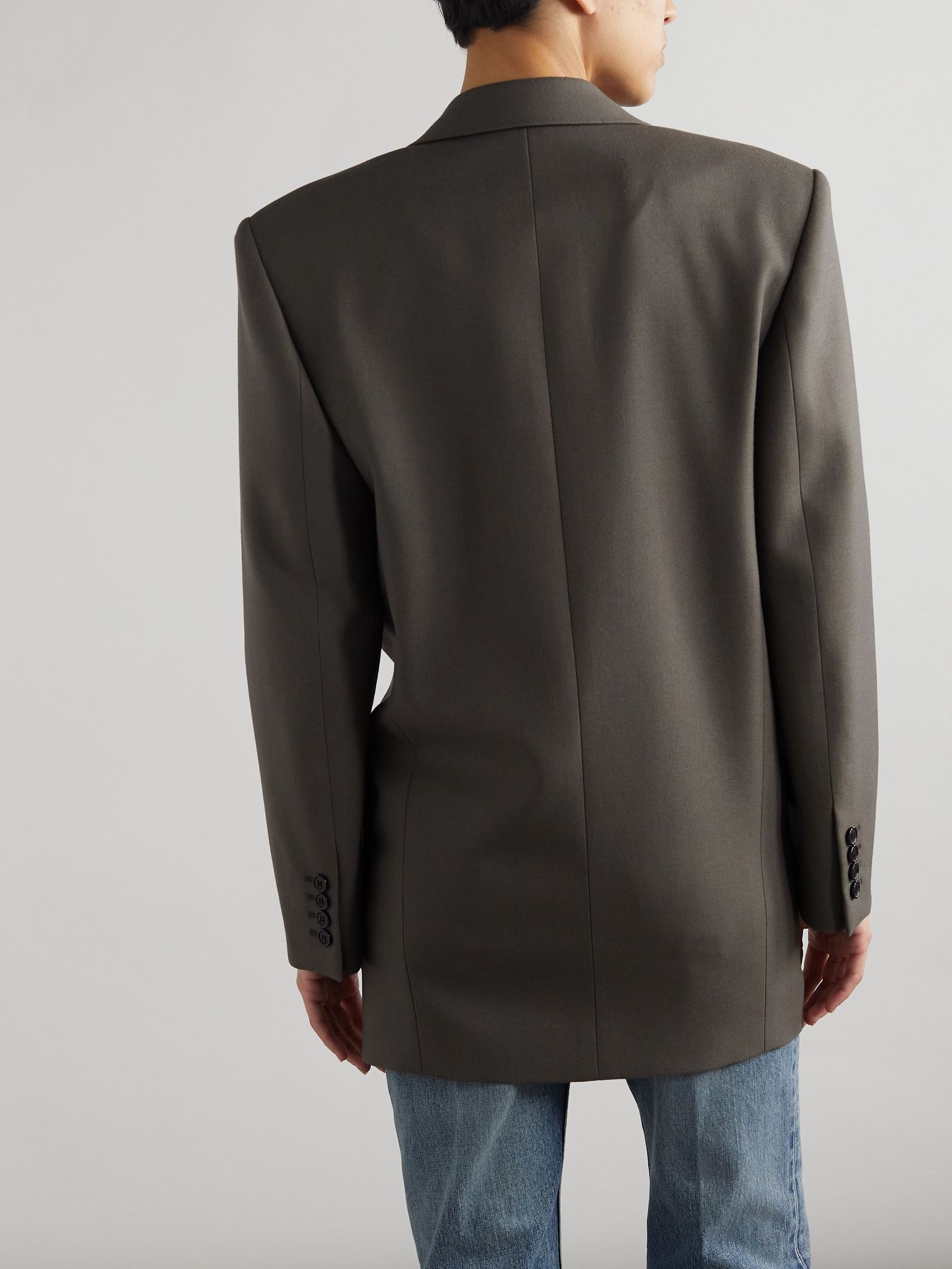 Double-breasted wool-gabardine blazer Gray - 4