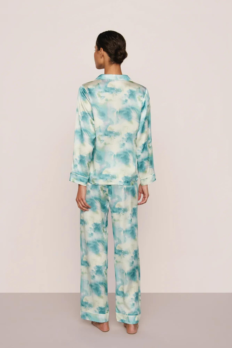 eberjey Inez Washable Silk Printed Long PJ Set outlook