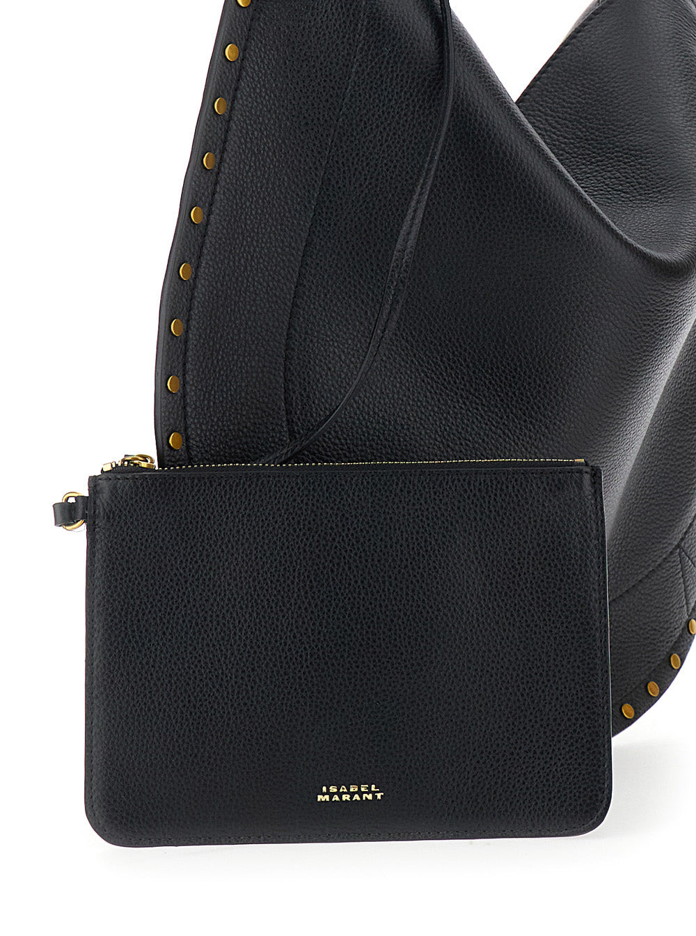 Isabel Marant Women 'Oskan Hobo' Black Shoulder Bag With Studs Trim In Leather Woman - 5