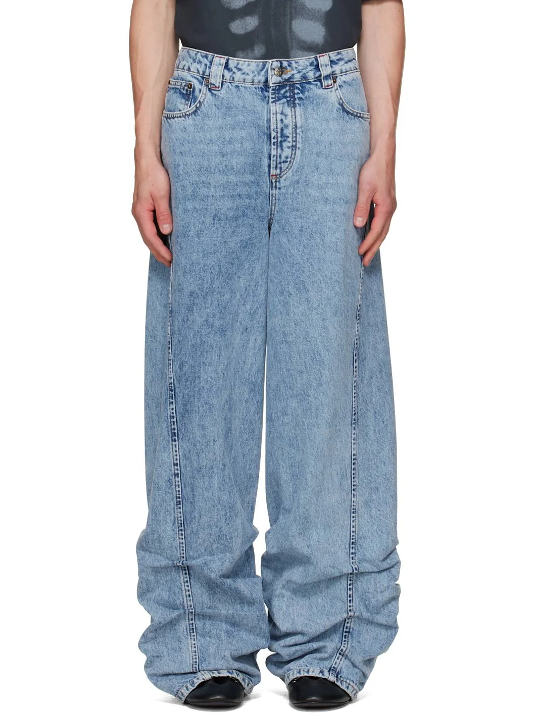 Blue Jessie Pleated Jeans - 1