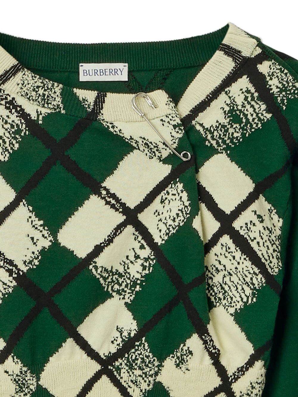 argyle fine-knit cropped jumper - 3