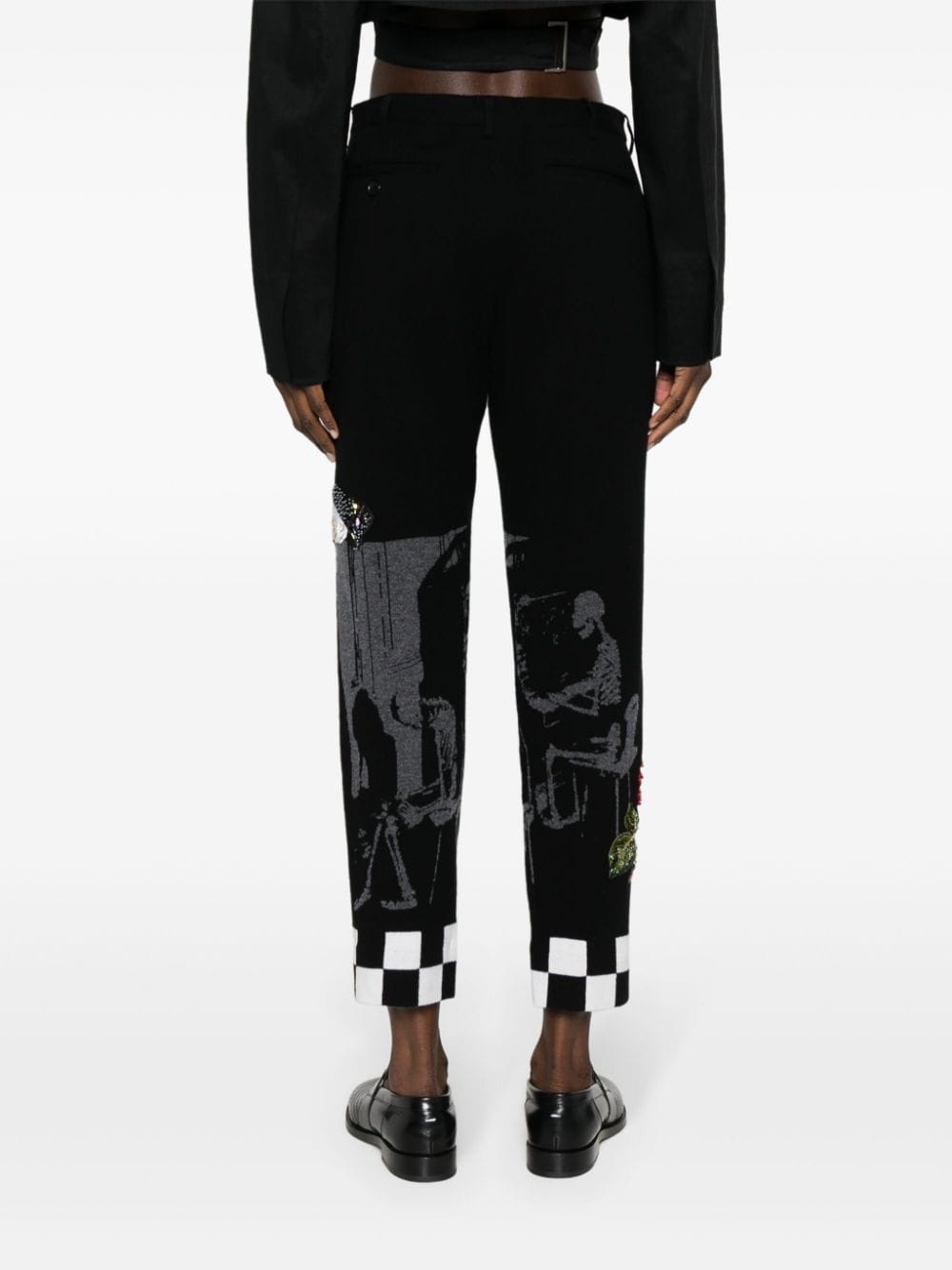 embroidered mid-rise trousers - 3