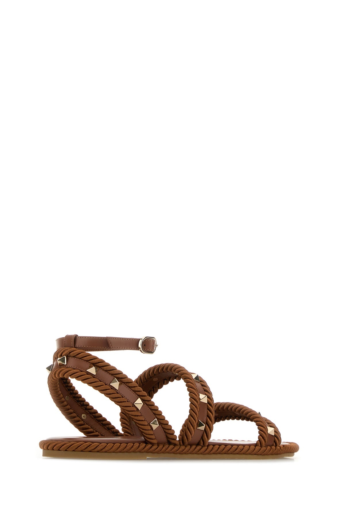 Caramel fabric Rockstud sandals - 3