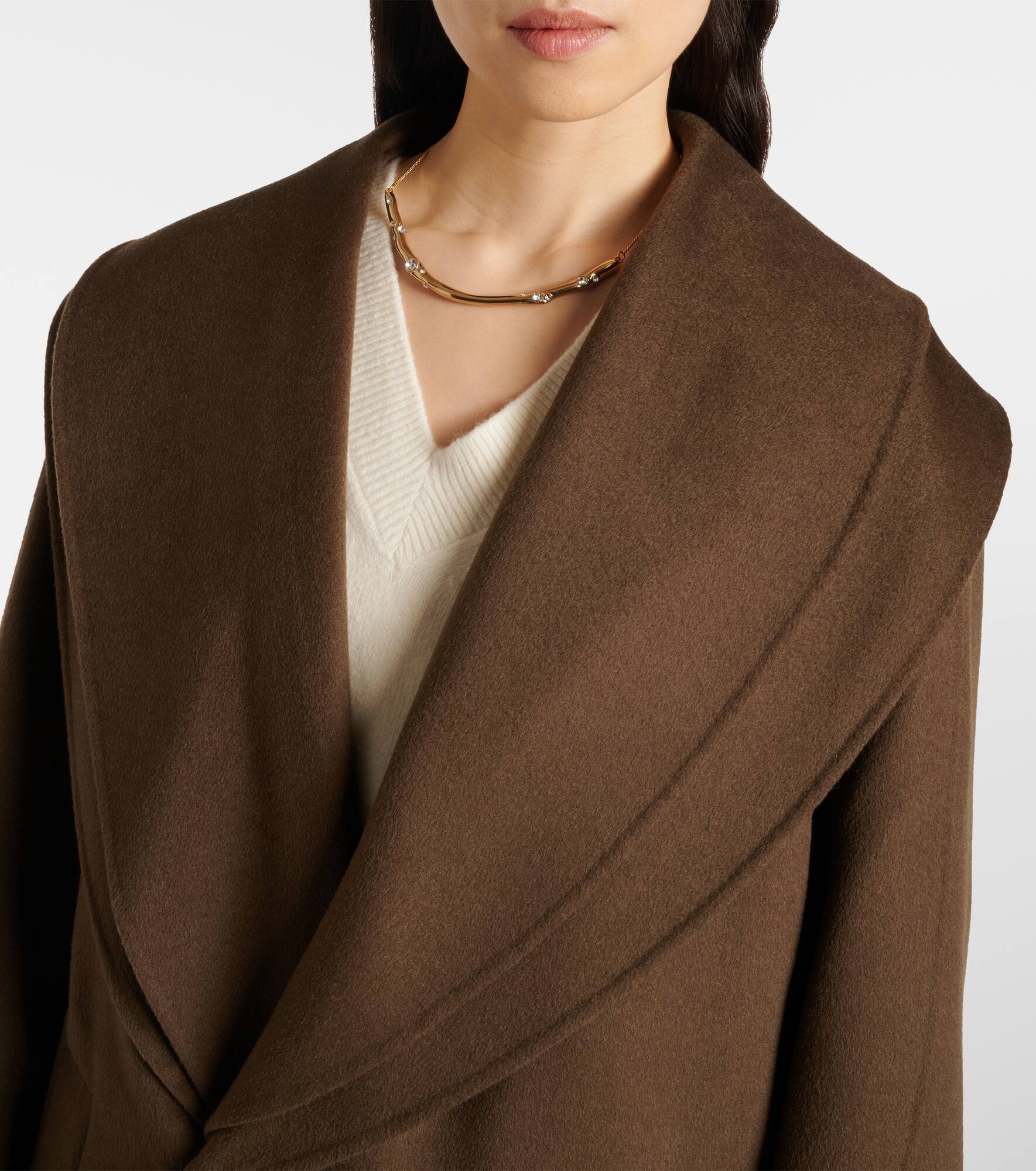 Scarf-detail wool coat - 6